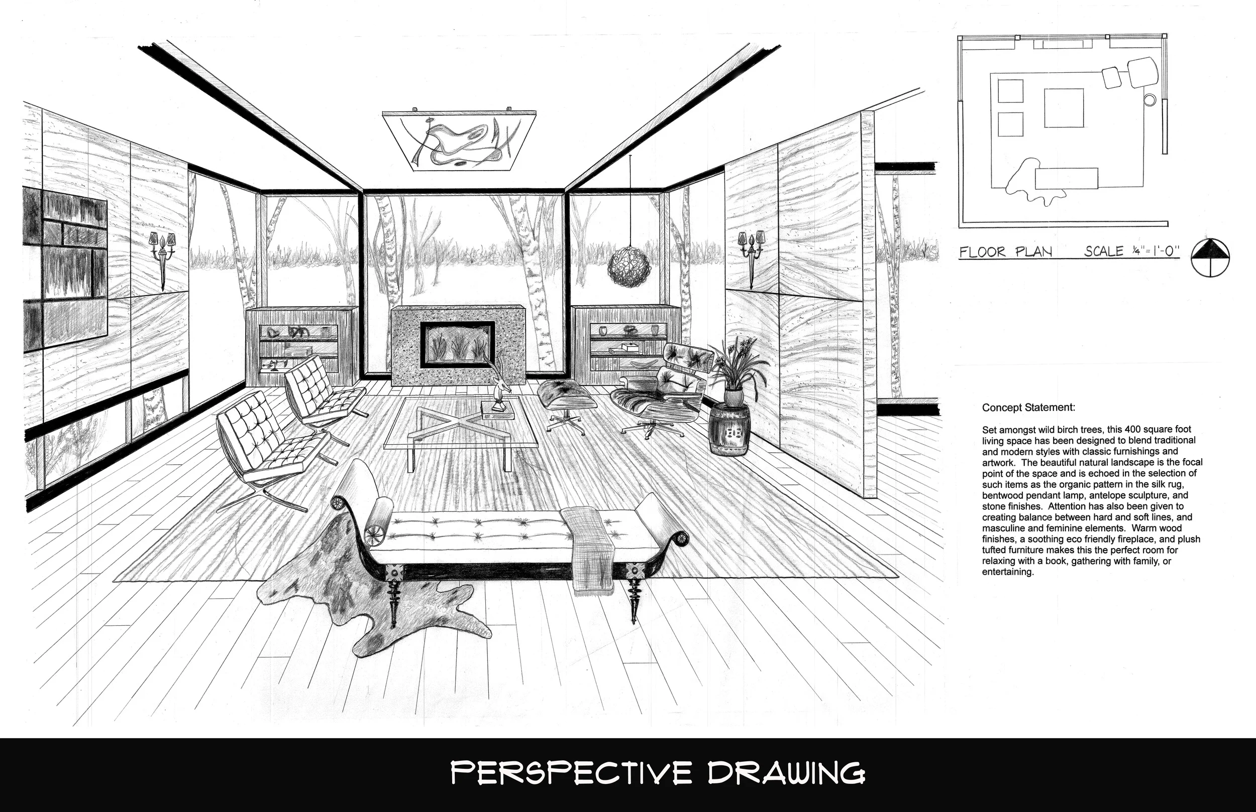 Original Design Hand Drafted and Rendered in Pencil and Ink