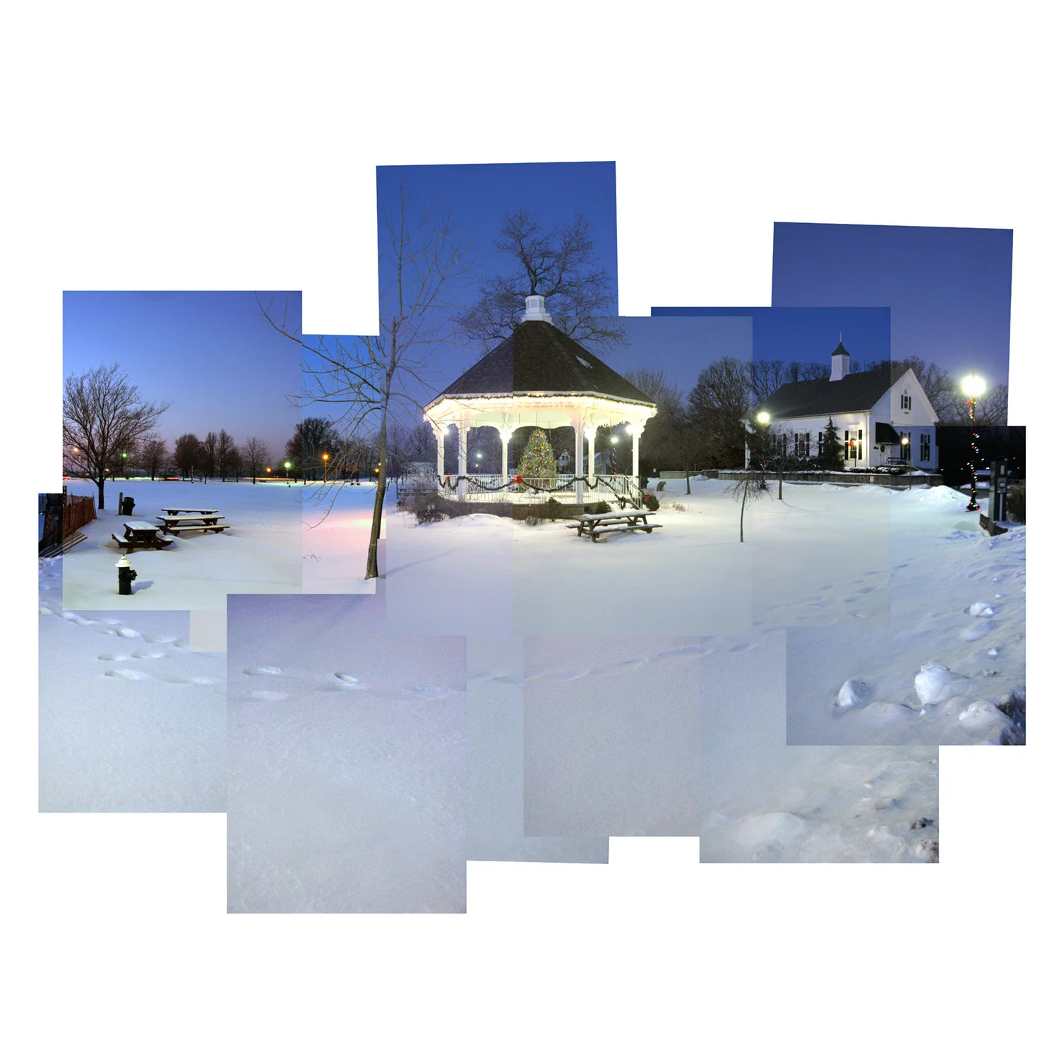 Town gazebo in winter