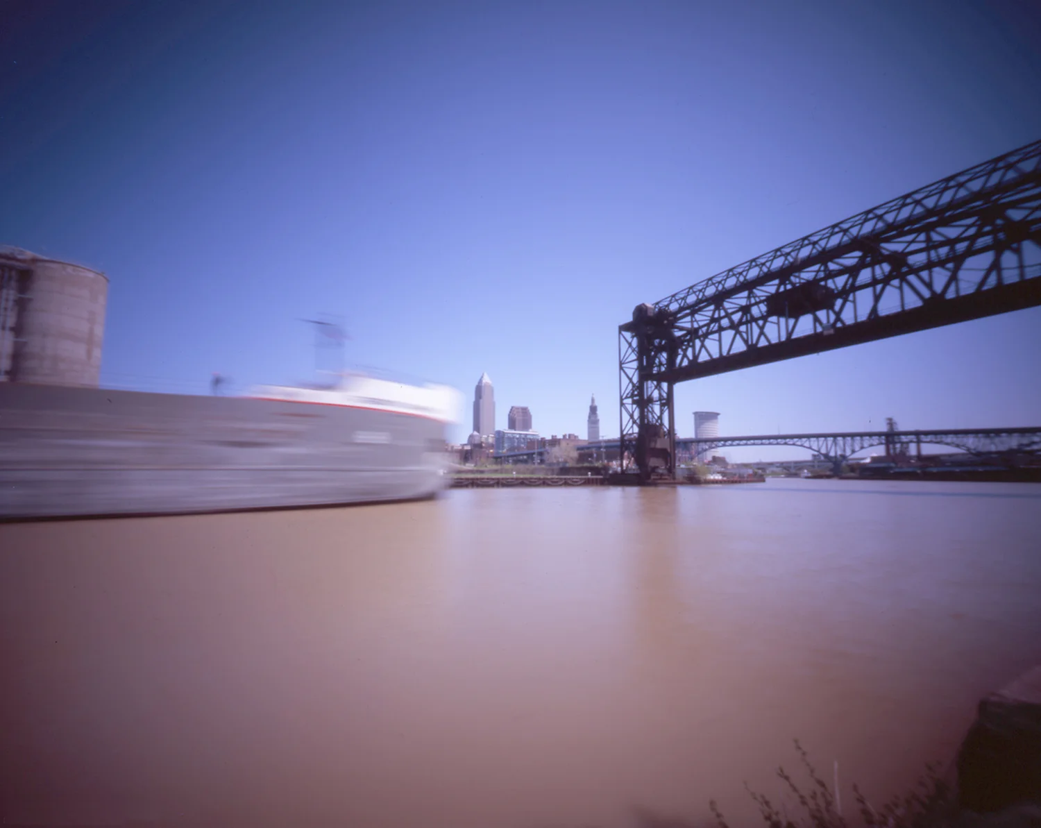 The Robert S. Pierson heads up the Cuyahoga (color)