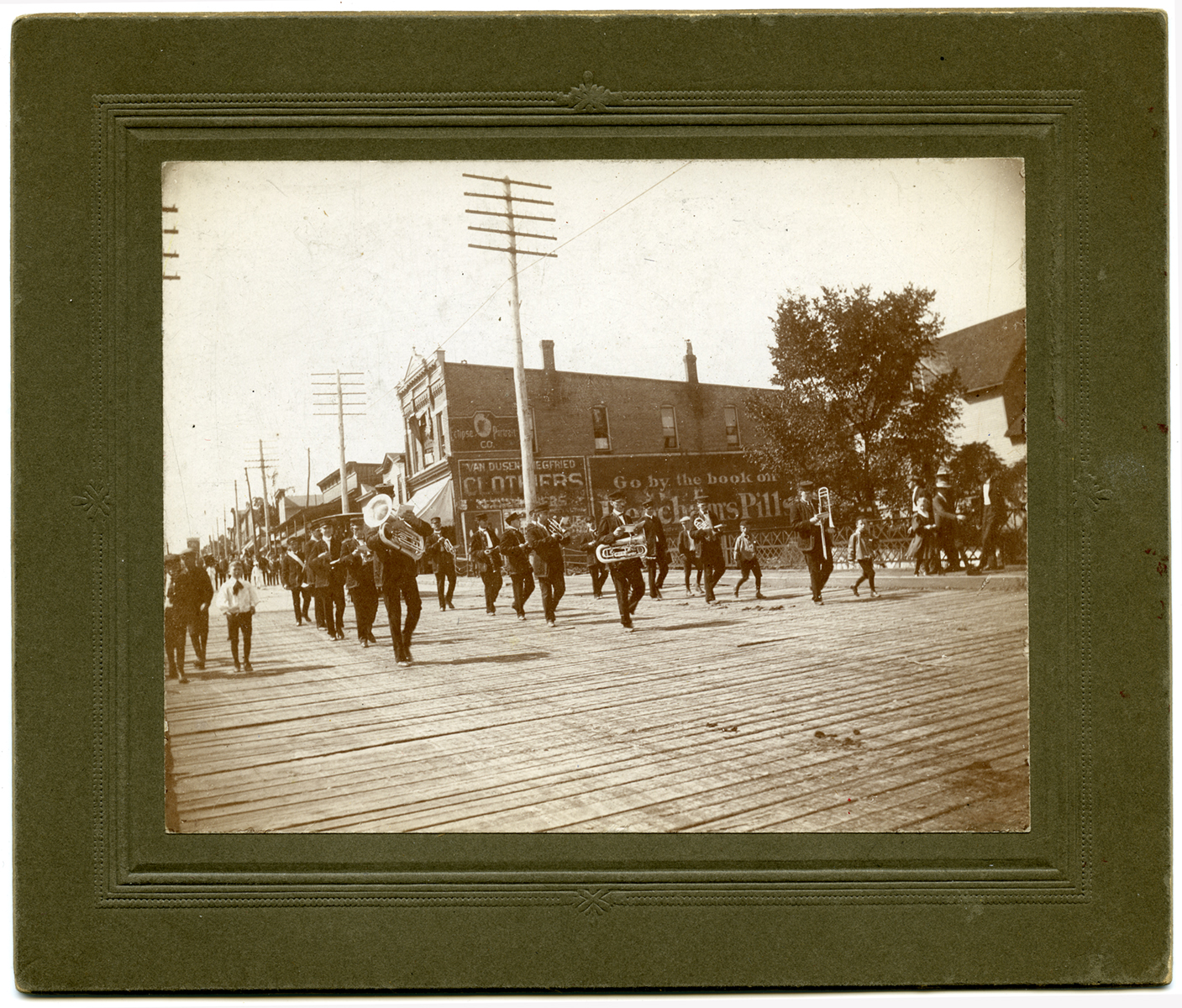"Labor Day Parade, 5 Sep 1906." List of uniformed companies. "Maple Wood Park." Stamped "Taken by Merle Steenrod, Union City."