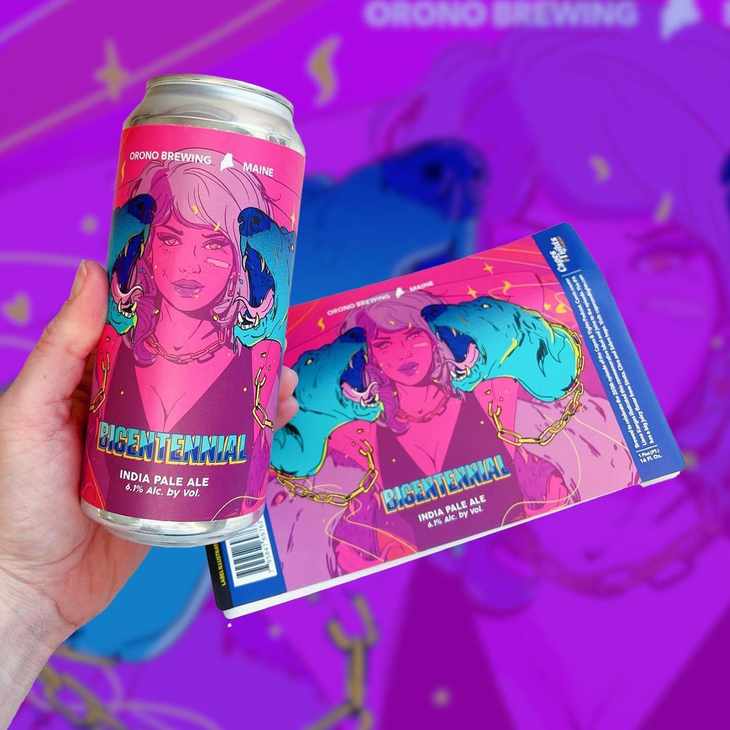 Happy 200 episodes @capesandtightspodcast!!
I&rsquo;m so proud to have been the guest on the bicentennial episode AND design a beer label for the occasion!! 💖😈 #beerlabelart #comicpodcast