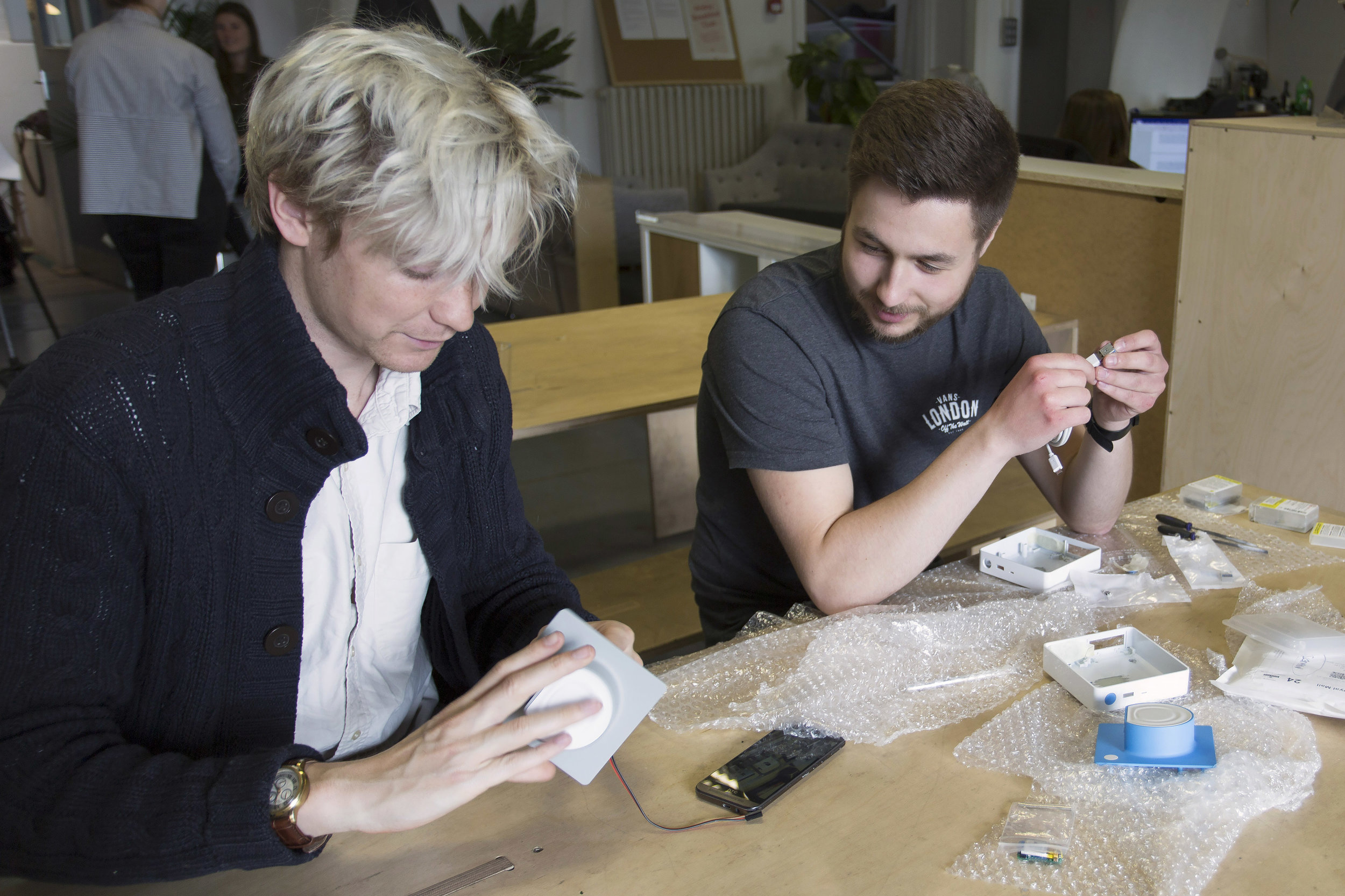 reviewing initial prototypes for alarmshock