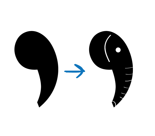 A comma becomes an elephant (with a little imagination!)!!!