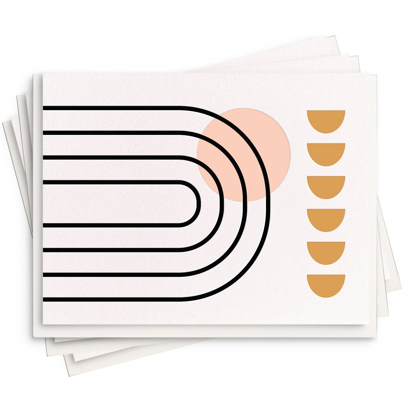 Geometric Forms Stationery - Letterpress Set of 6