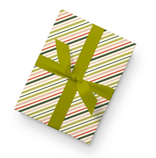 Green Christmas Wrapping Paper, Pinstripe Plaid, Green and Gold