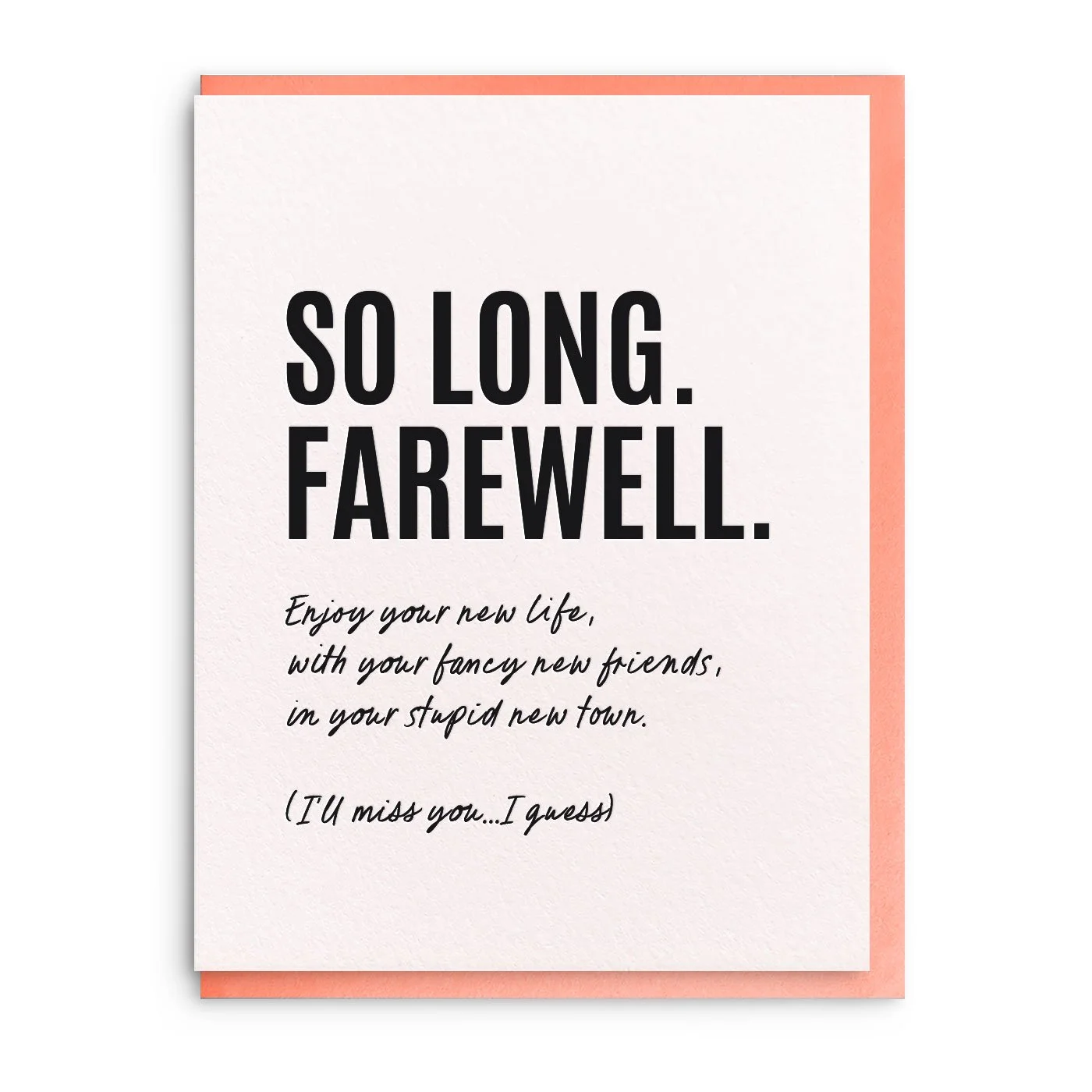 So Long - Letterpress Farewell Card