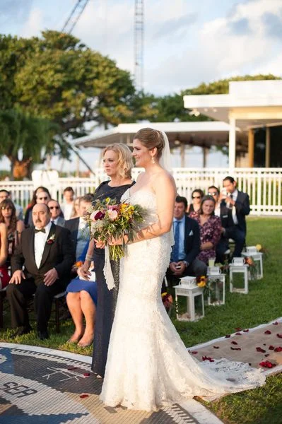 Beautiful White Cake with Fall Florals in Miami
