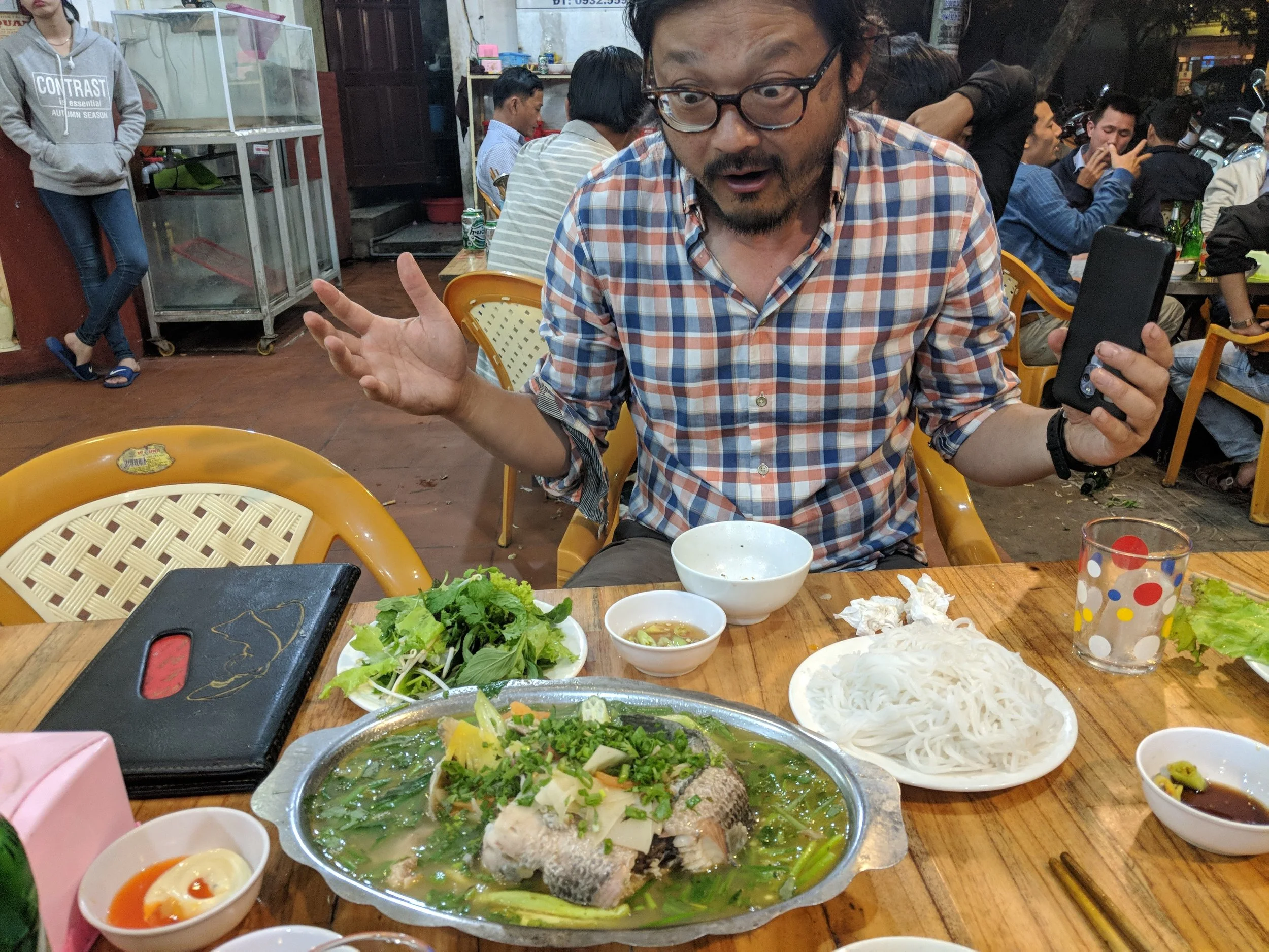 Some crazy fish dish in Hue, Vietnam.