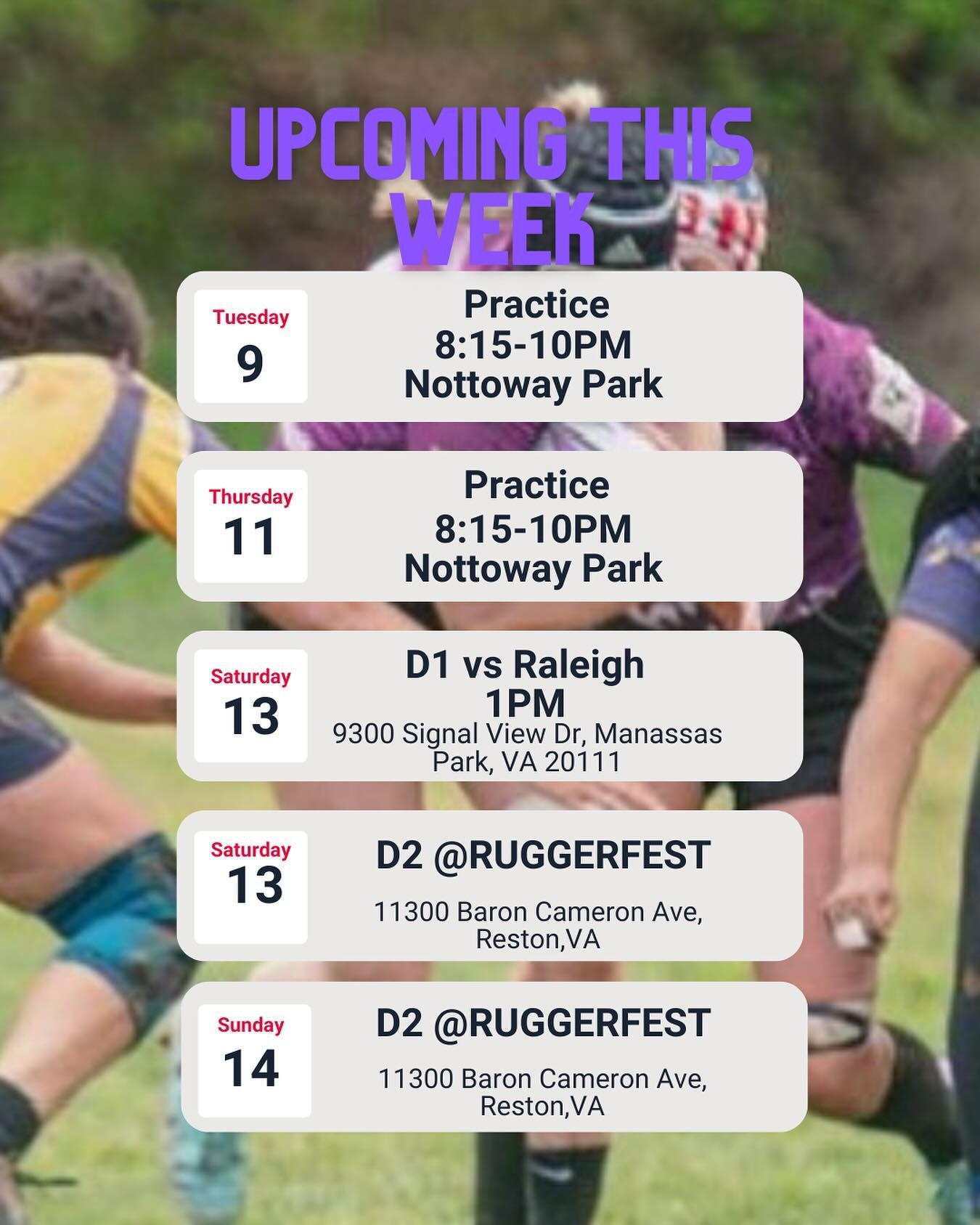 Busy week over here at NOVA

Looking forward for seeing @raleighrugbyclub over the weekend and having some fun at RUGGERFEST

Word on the street is our fav Caribbean team, @caymanrugby is making an appearance this weekend too!

It&rsquo;s a good week