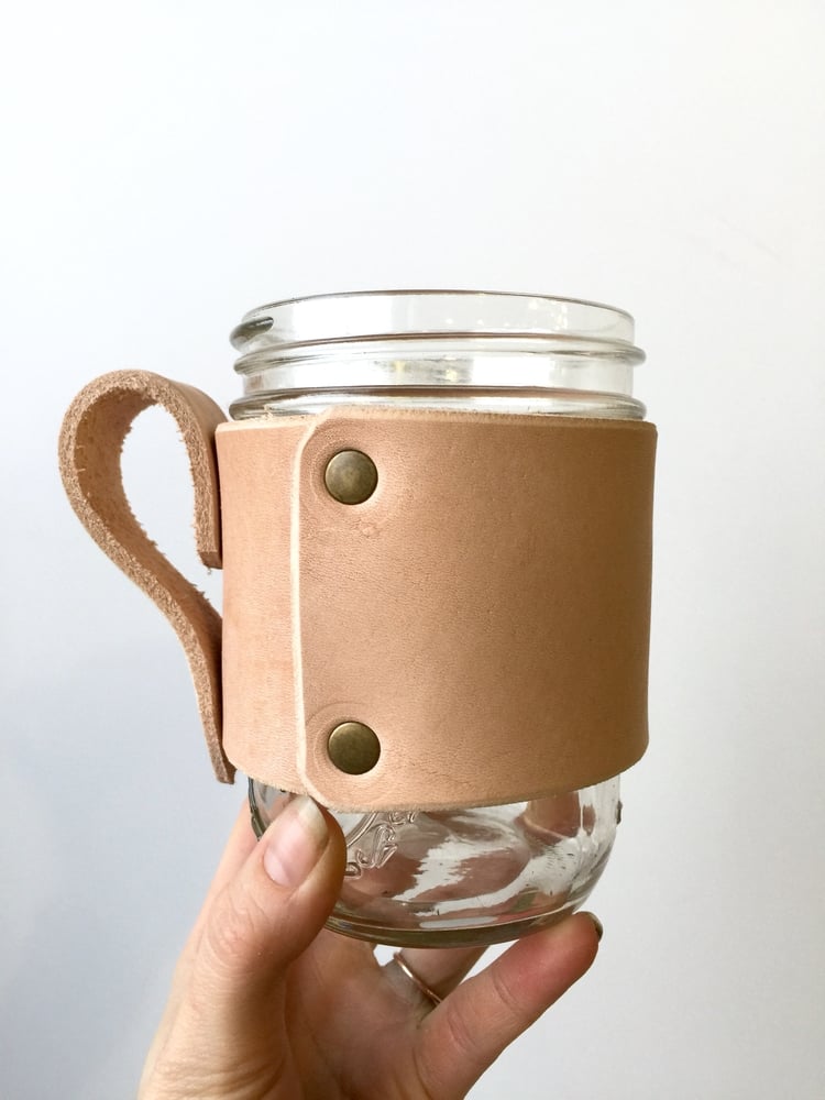 Plain Leather Mug Wrap Littlewings, Leather Coffee Mug