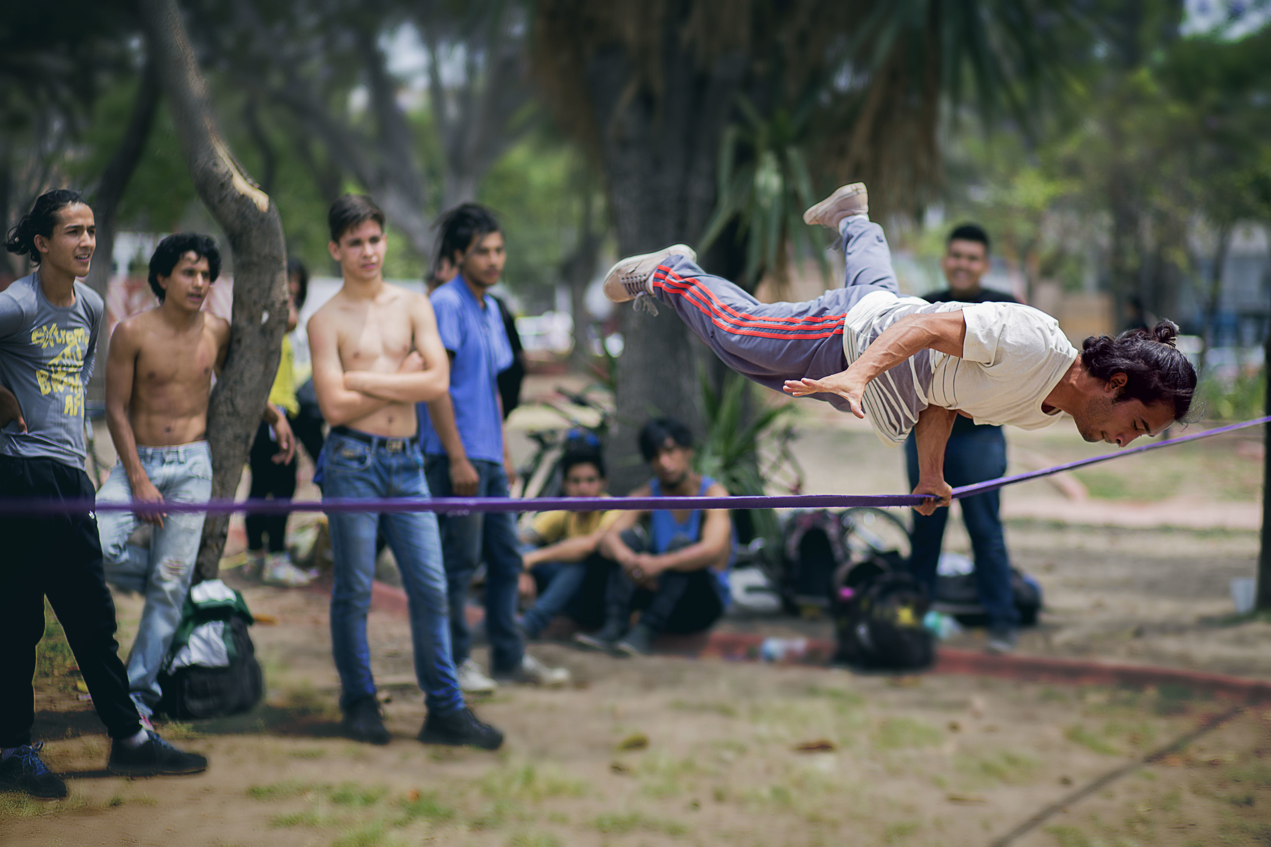 Day 79 - Guadalajara, Jalisco, Mexico Our last Sunday in Guadalajara ends with these super talented guys who were flipping and bouncing off this tightrope making it seem effortless. Via Recreativa definitely stands up to its name where each Sunday we can watch all kinds of sports and activities. I wouldn't be surprised if one of these guys ended up in Cirque du Solei in the future.