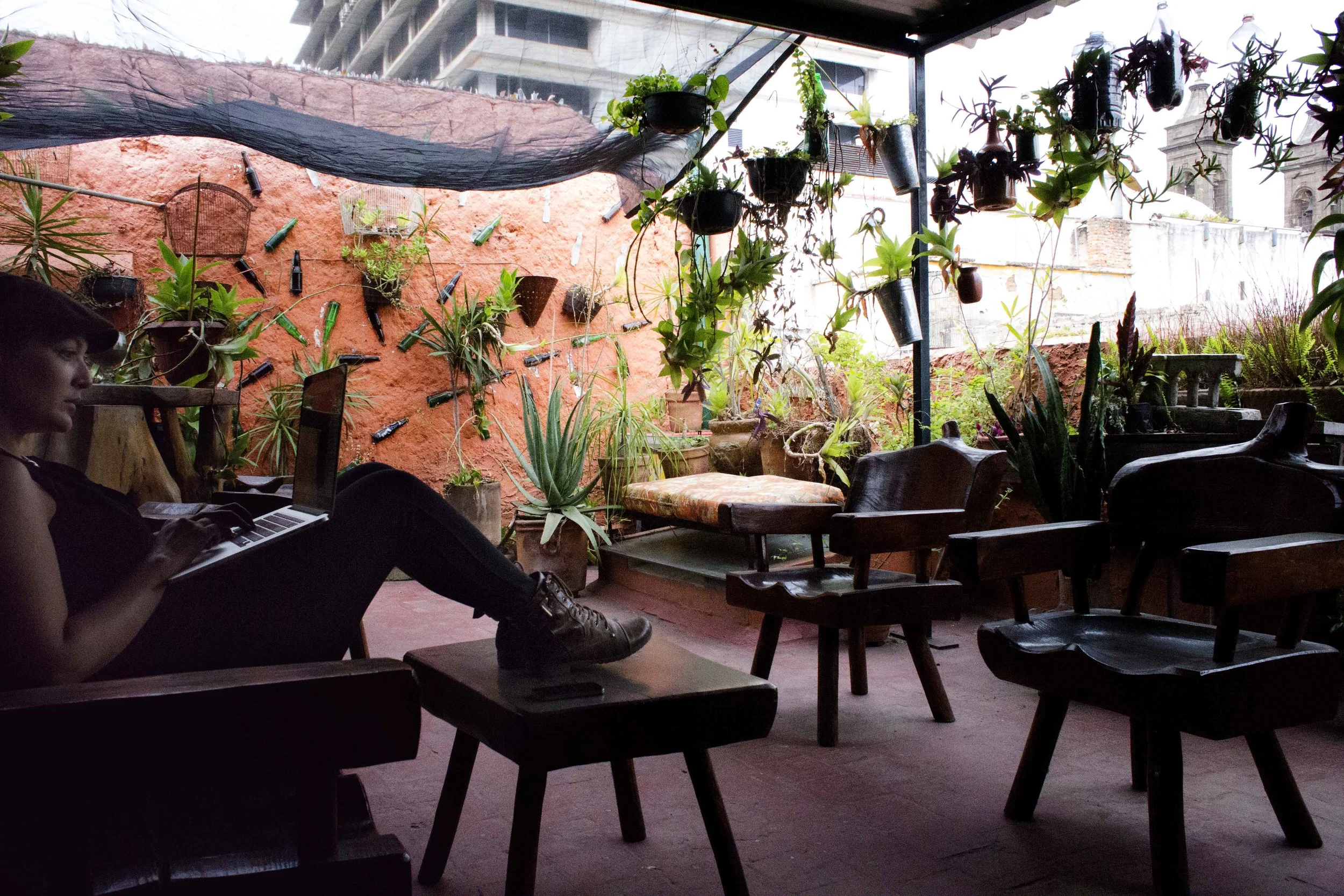 Day 80 - Guadalajara, Jalisco, Mexico Enjoying the terrace one last time before we get on a bus to Mexico City. 