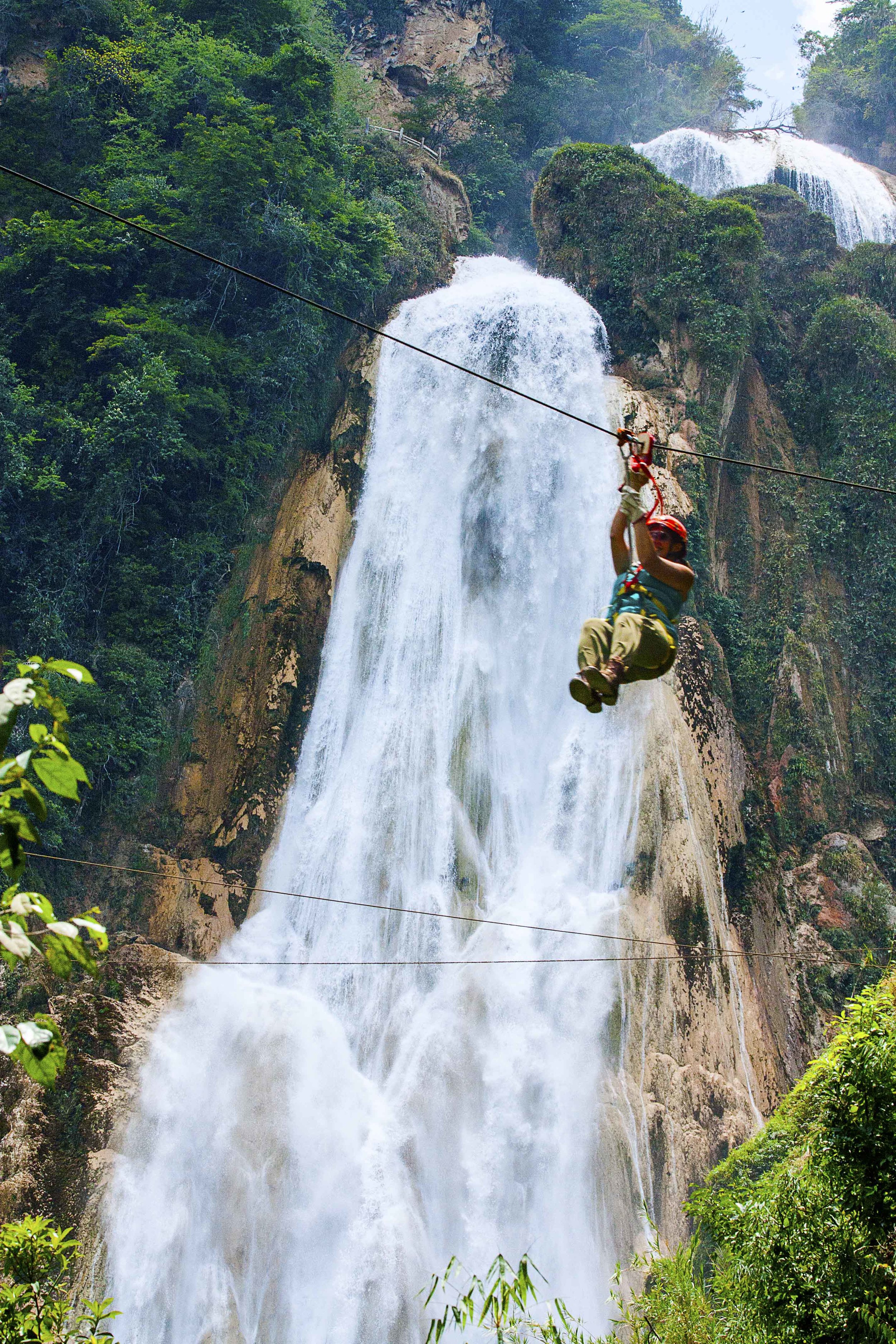 Day 126 - Chiflón Waterfall and Lagunas de Montebello, Chiapas, Mexico Chiapas is one of the most jam-packed states in Mexico. We start our first adventure day visiting see the clear blue waters of El Chiflon and hike up to see the waterfall called "Bride's Veil" and what better way to head back down than ziplining? Next we go to see 5 of the dozen lakes in Montebello and raft in the largest one on a small wooden raft that is surprisingly pretty sturdy. Just don't start dancing on it!