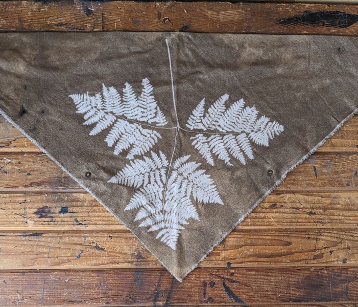 cyanotype pomegranate fern cowl
