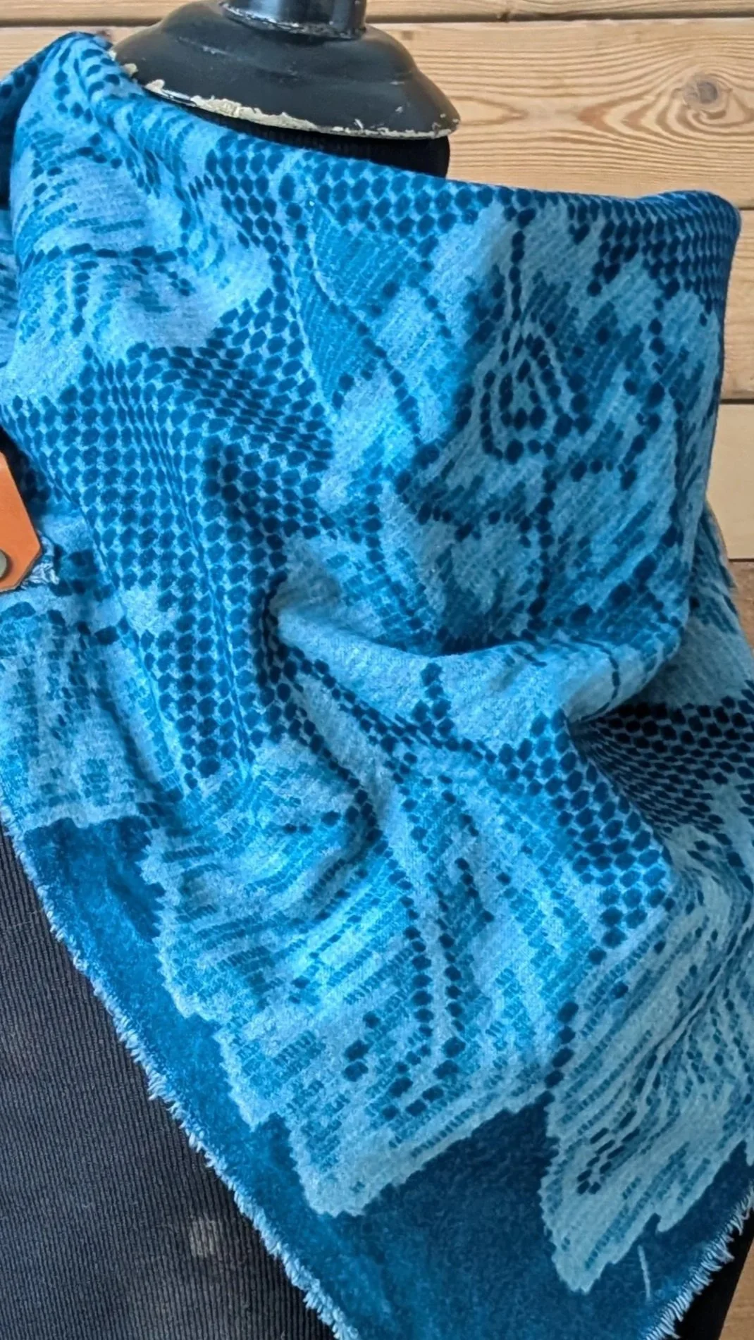 cyanotype blue rose lace cowl