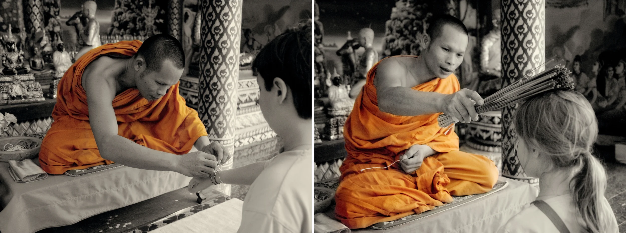 Monk Blessings, Thailand, Travel Photography by Galia Alena