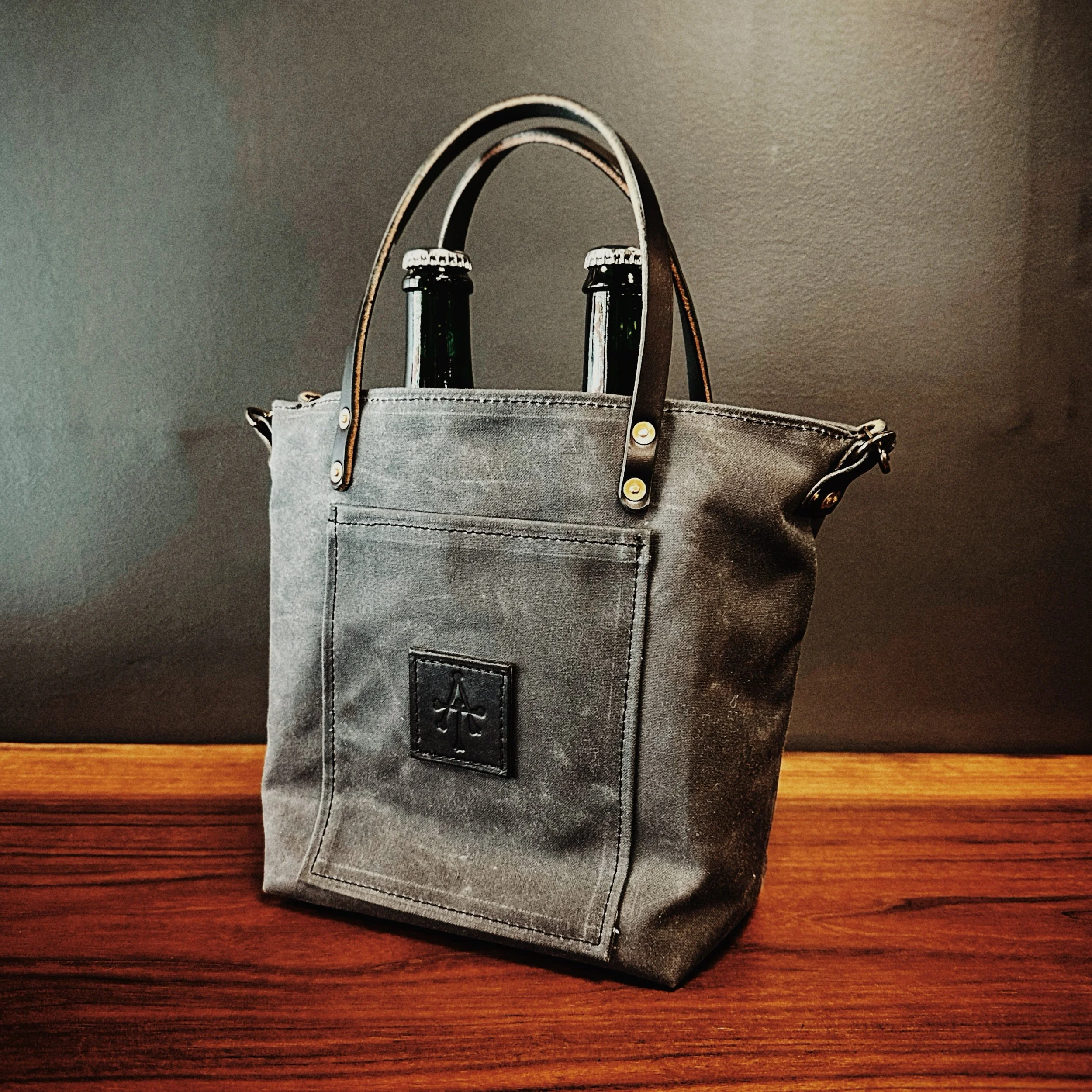 Handmade Waxed Canvas Bottle Bags