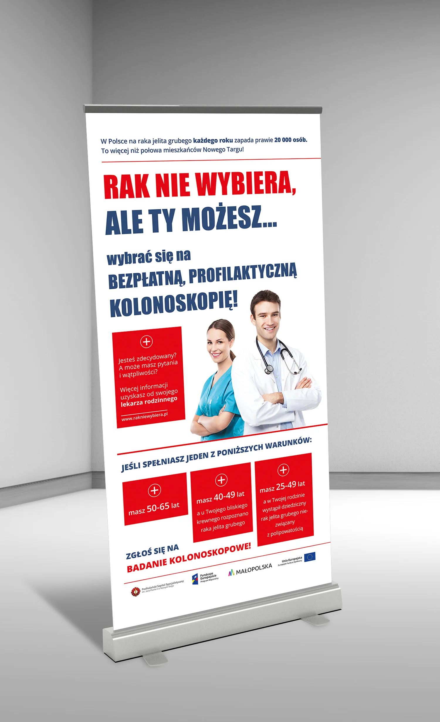 Wykonanie projektu graficznego roll upa + druk. Format 200x85cm