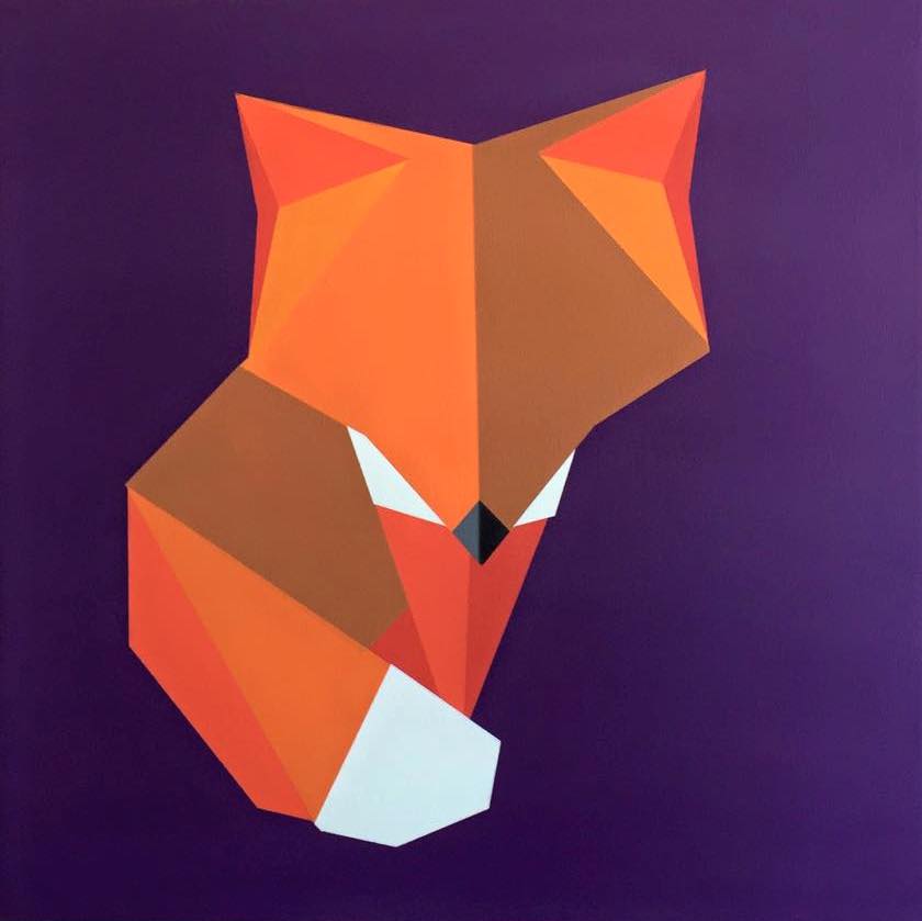 "“The Red Fox of Kinderhook" 24x24" Acrylic Spray Paint on Canvas (Privately Owned)