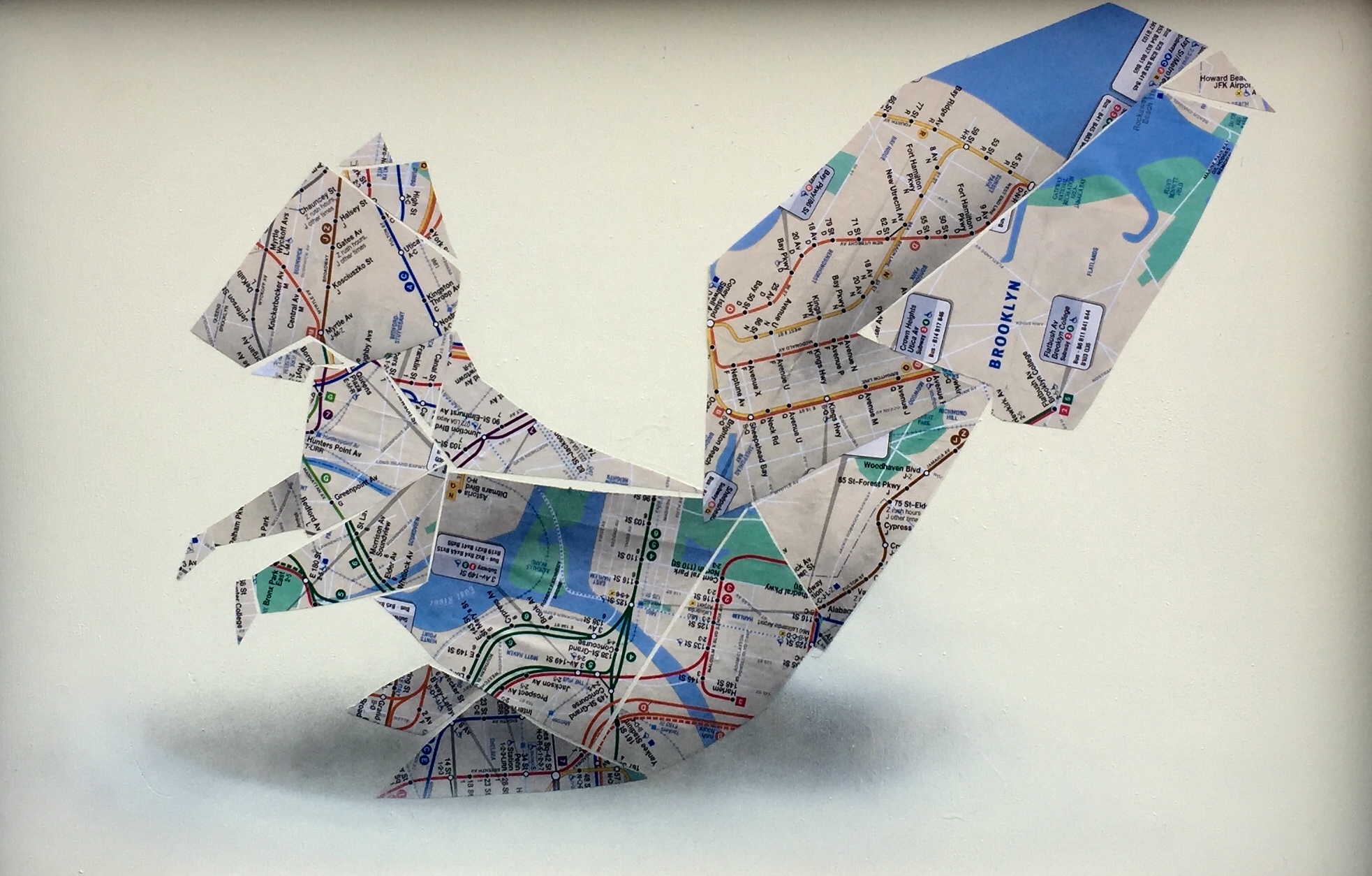 "Nut Job" 18x24 Acrylic Spray Paint and NYC Transit Map Collage on Wooden Canvas - Privately Owned