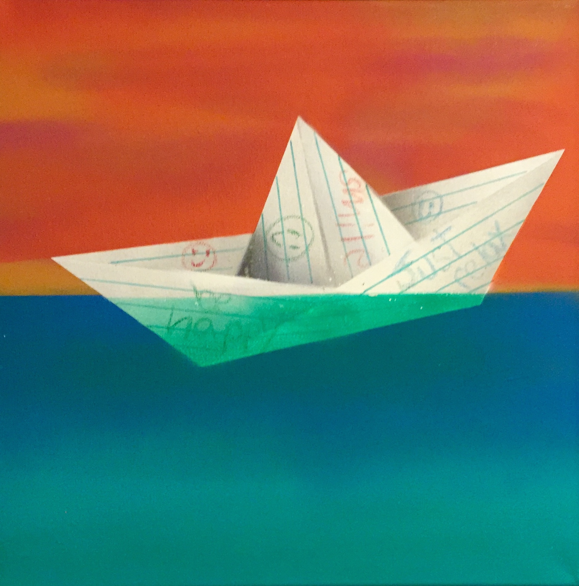 "Just Relax" 24x24 Acrylic Spray Paint on Canvas (Privately Owned)