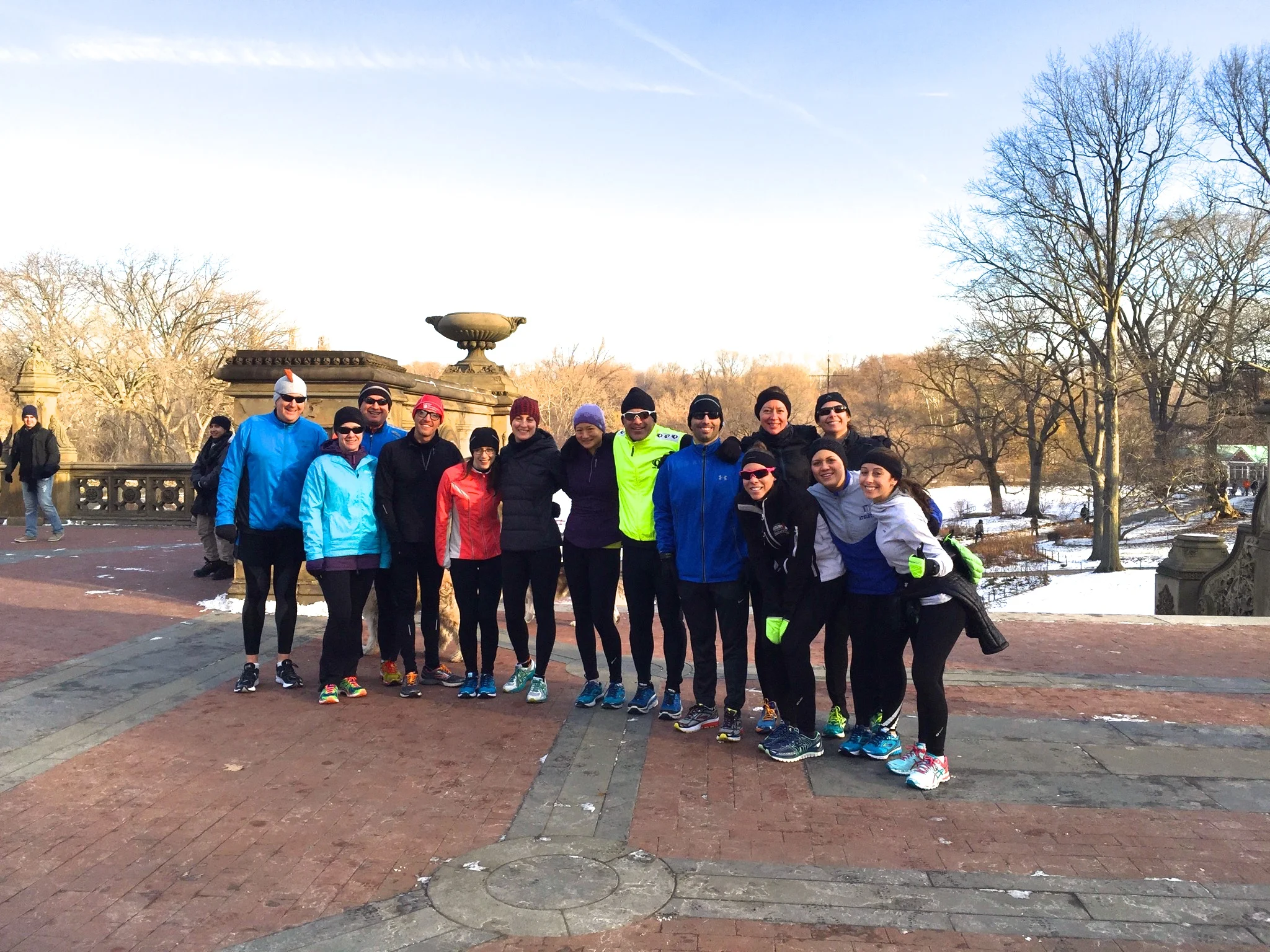  Terrier Tri poses for the first long run of the 2015 season. I'm pictured far right, thumbs up and all.