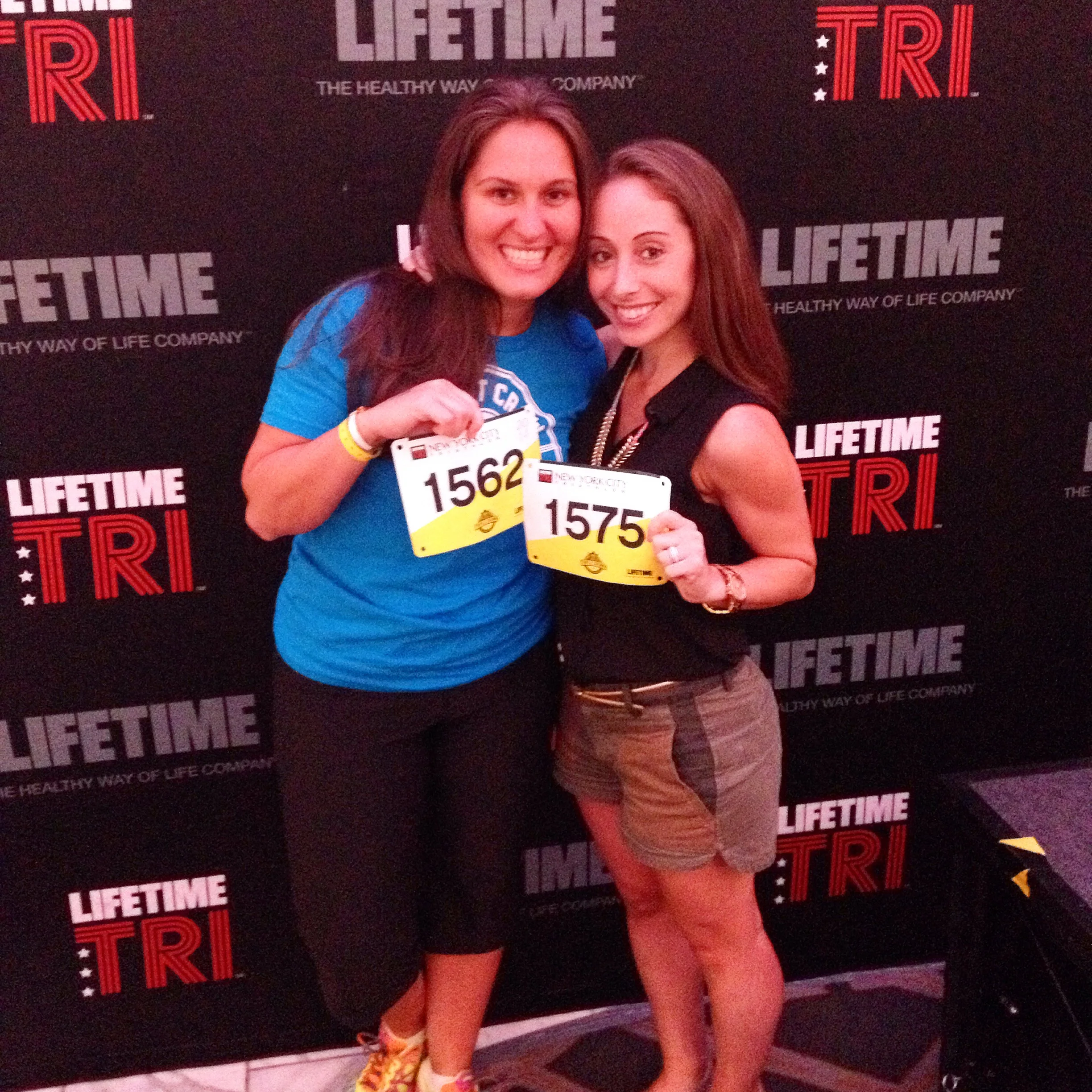 Hayley and I pick up our bibs for NYC Tri '14