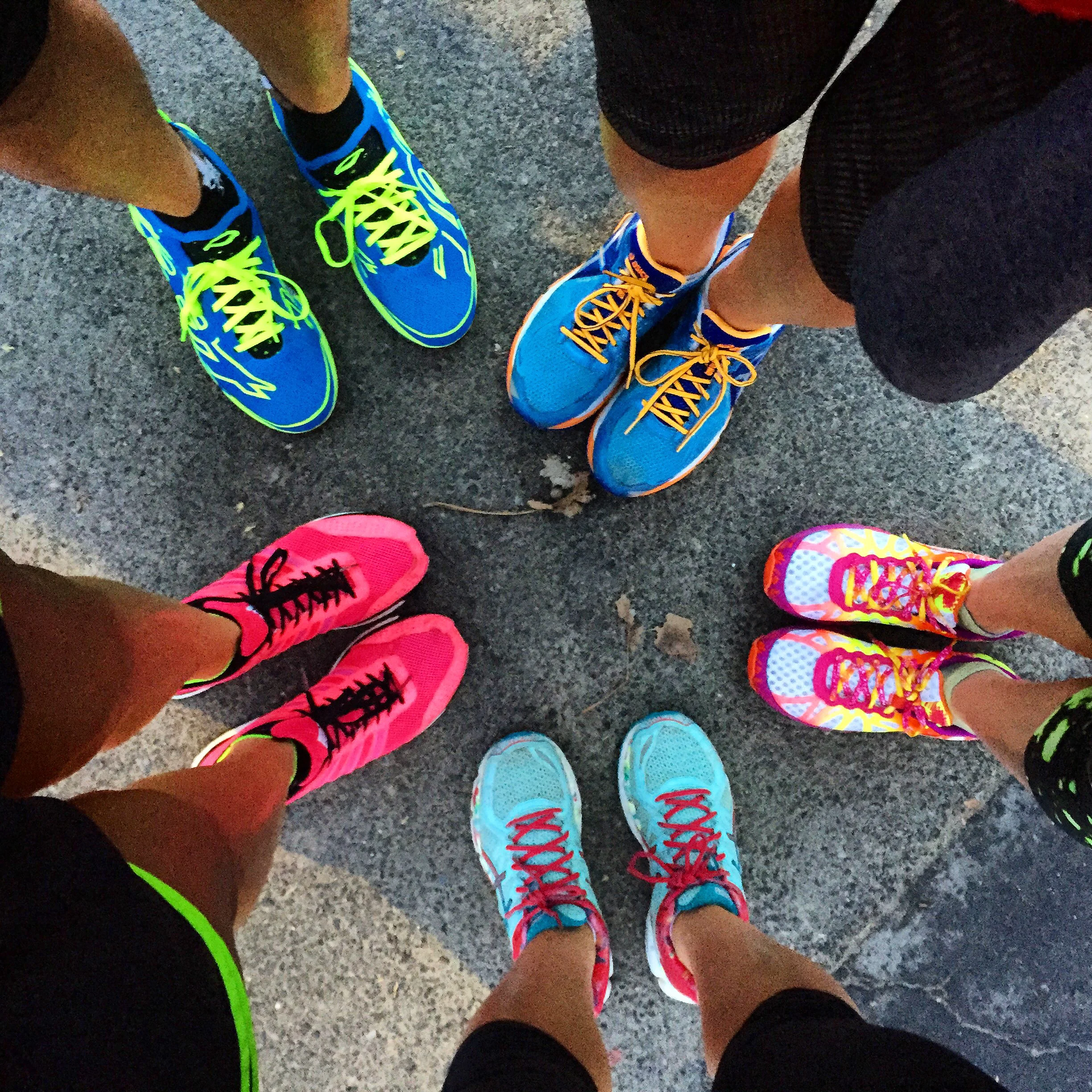 Post 5K sneaker shot with my teammates! 6am runs are much easier with friends.