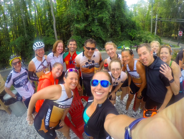 A muffin stop on our casual weekend ride with the Terrier Tri team. 