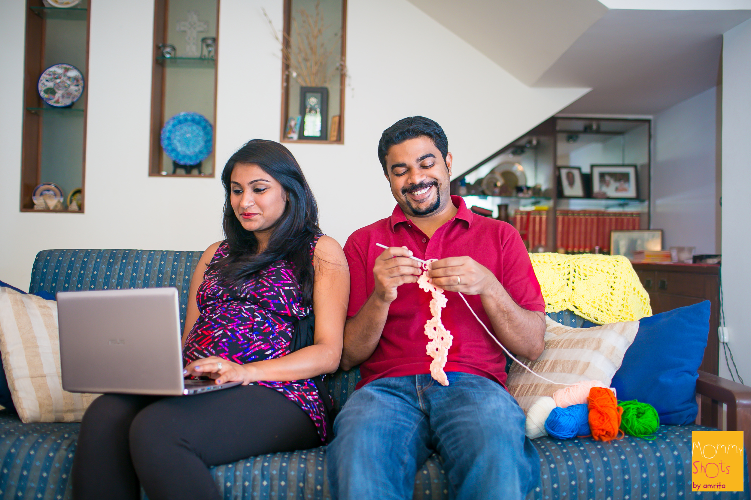 Santhosh has been going the extra mile for his wife Reema in the excitement of their little one's arrival, right from driving her to work and back, giving her foot massages and painting her toe nails :). He even insisted that he takes equal amount of time off to share the experience of it all with her.