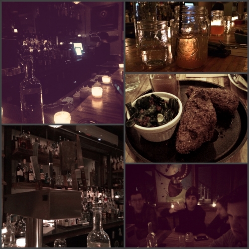 The draft beer taps had old knives as the pulls & the atmosphere was very laid back and comfortable! The boys were very happy with the beer selection & Brent made me try Duck Hearts!