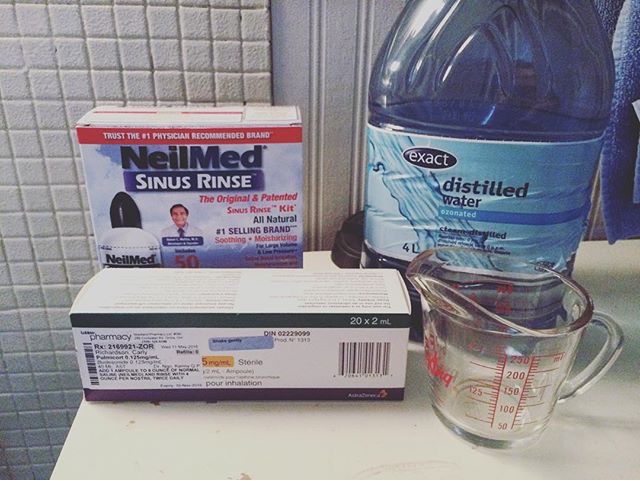 NeilMed is apparently the BEST you can get, and I mix 1 ampoule of the nasal steroid with the saline solution for each rinse. I do this 4 times a day, only 2 times with steroid, 2 with just saline. Wouldn't want my nose getting roid rage! 