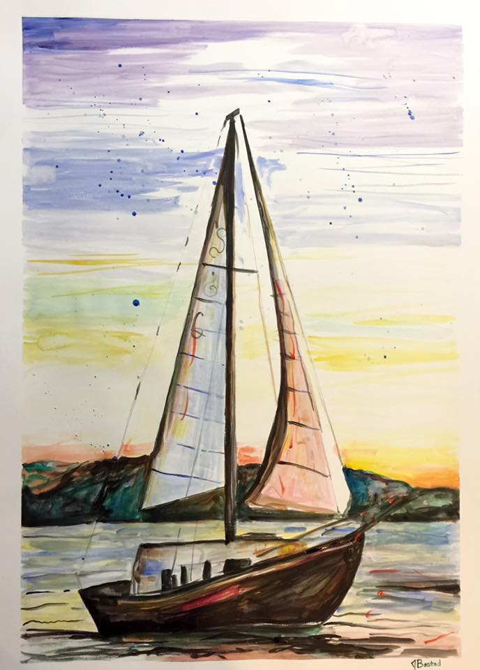 Large Sailboat Watercolor