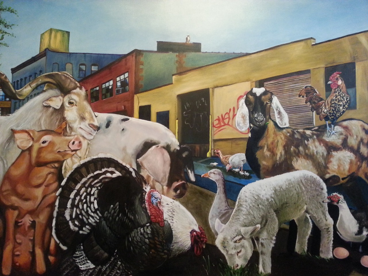 Heritage Kingdom. 2014. Oil on canvas. 48” x 78”. Collection of Patrick Martins and Heritage Foods USA. More projects by Bushwick Decorating Service here. 