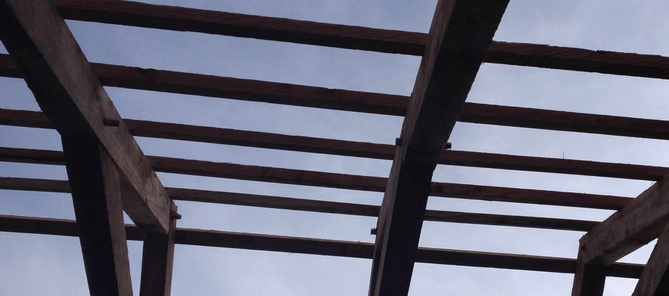 Shaker shed roof frame in douglas fir.
