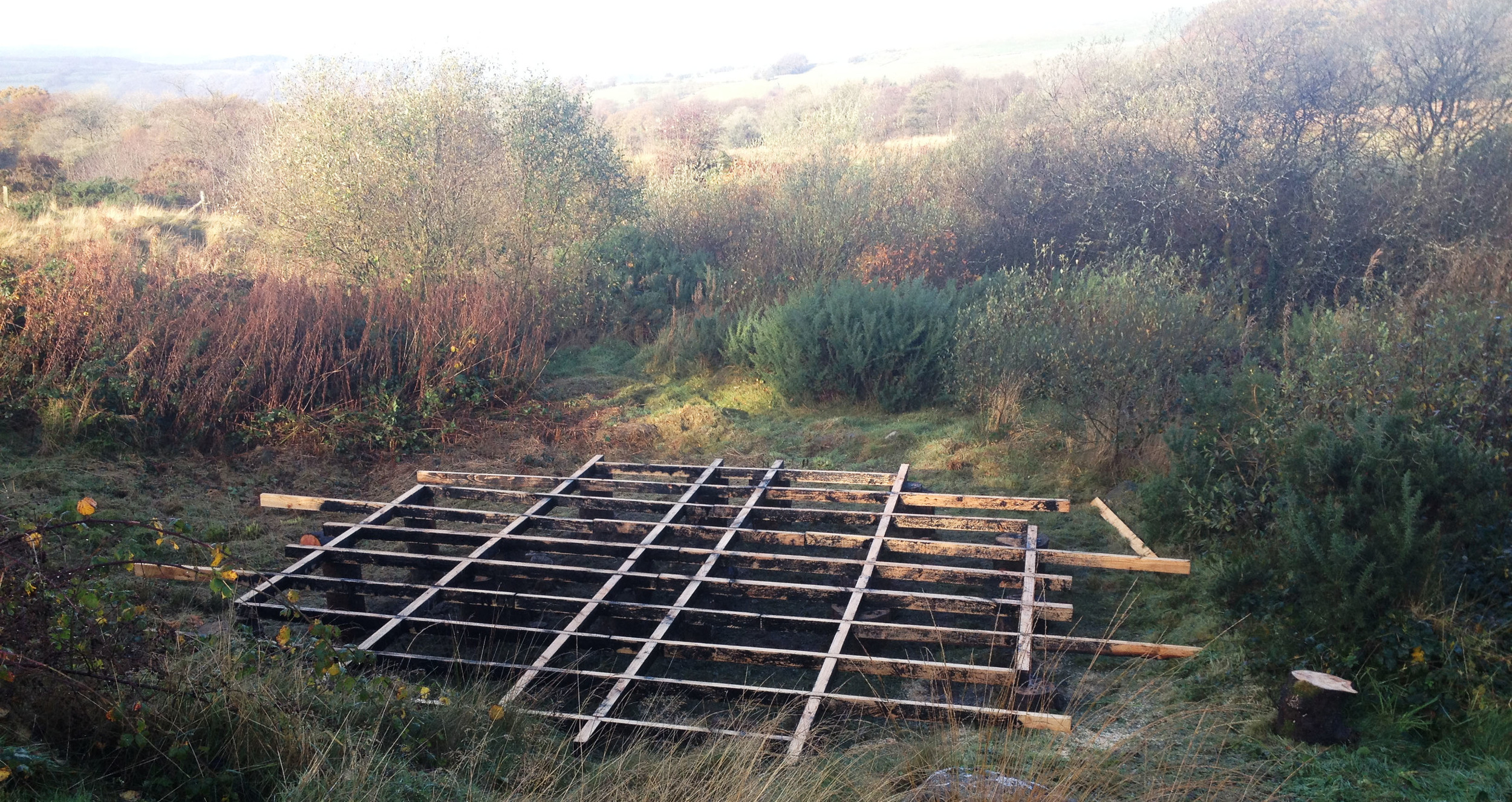 20ft yurt platform under construction.