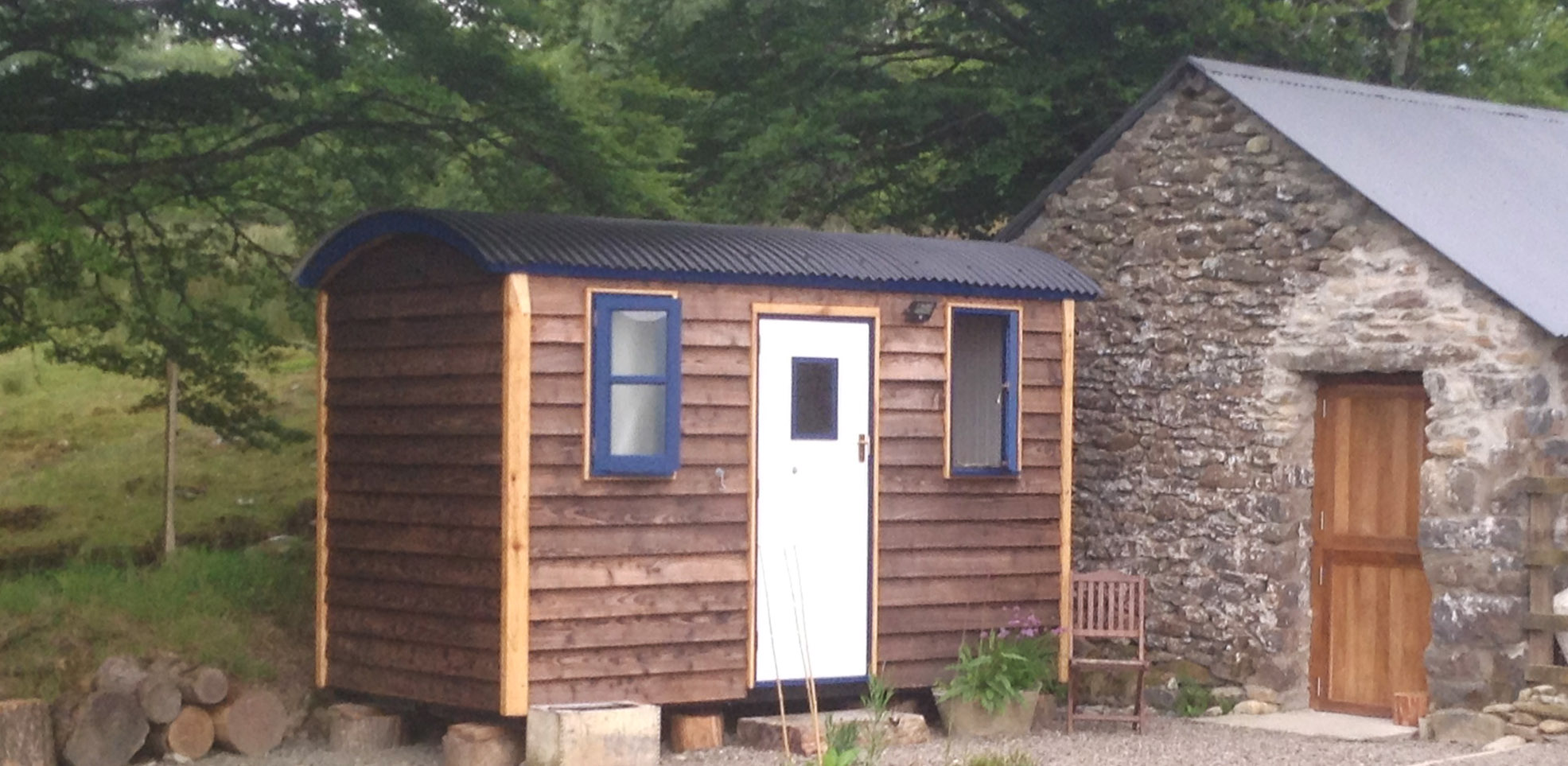 Eco-campsite shower wagon.