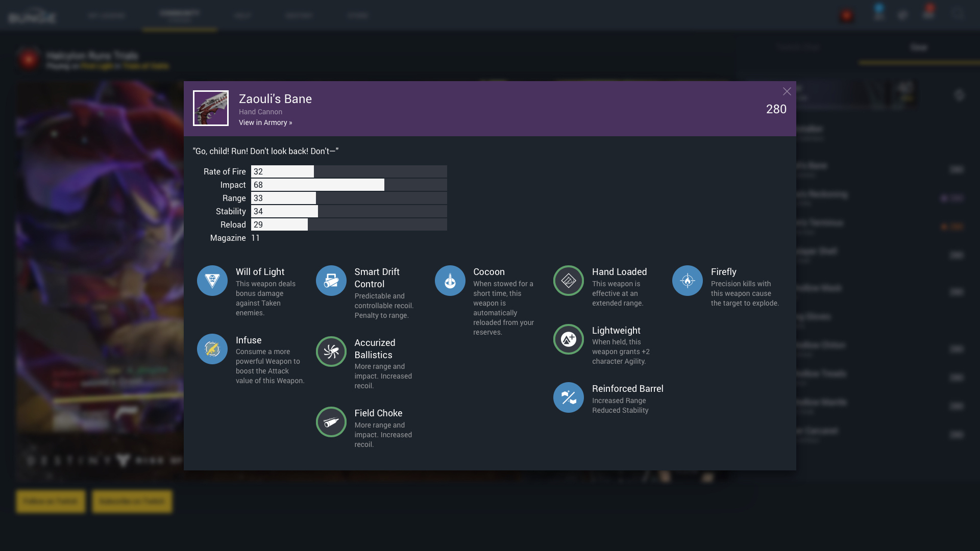 Gear Modal for Details on selected item