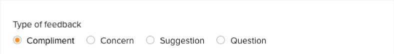 Options to select the type of feedback