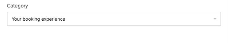 Feedback category dropdown