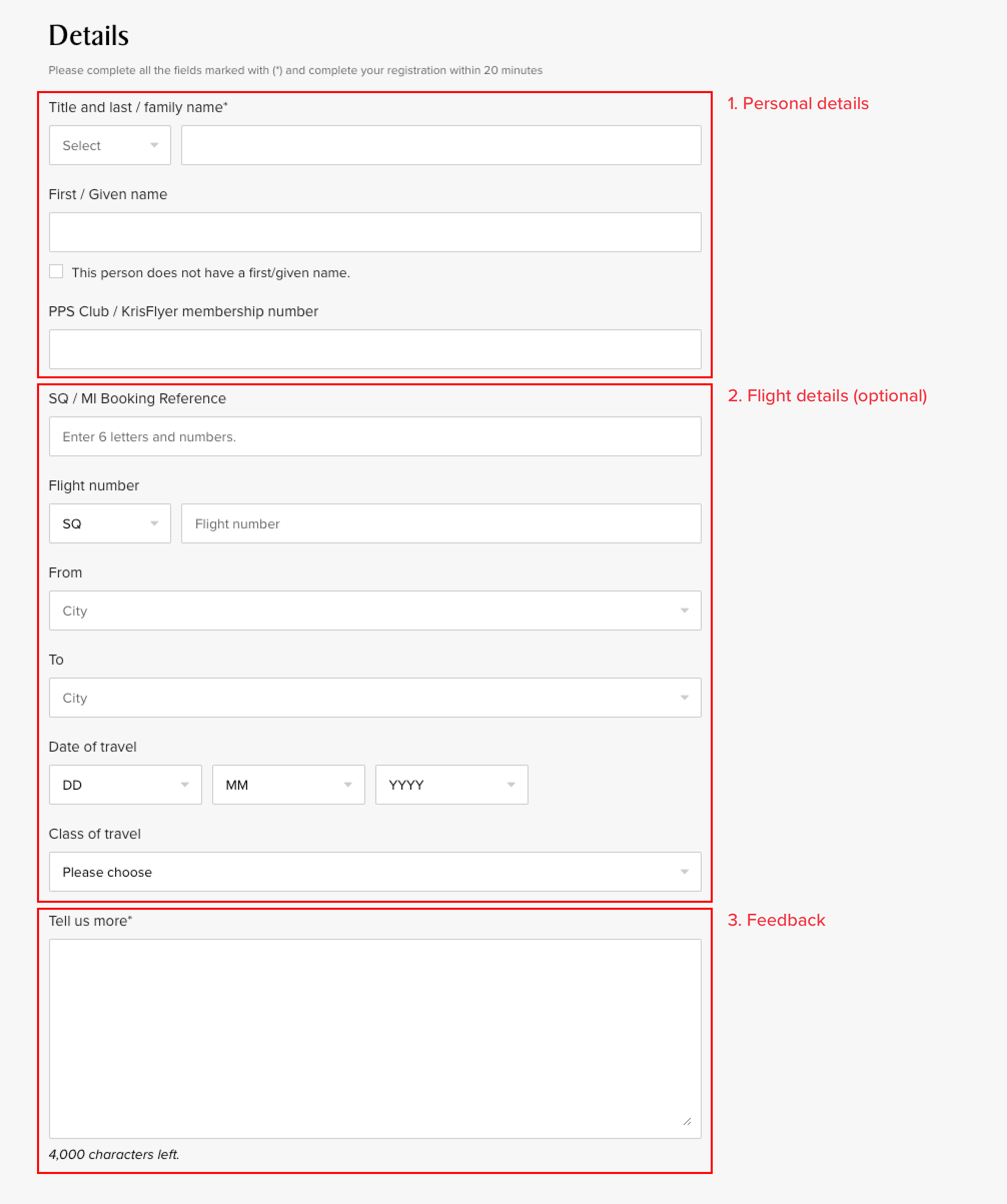 ‘Details’ section of the form