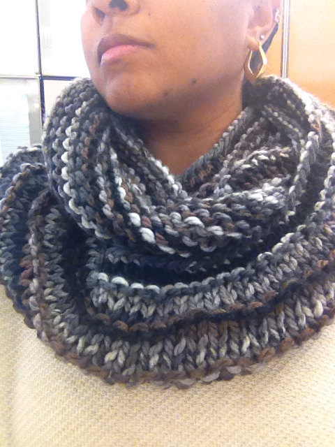 Brown/White/Black, Chocolate and Marshmallow Infinity Scarf - Cowl