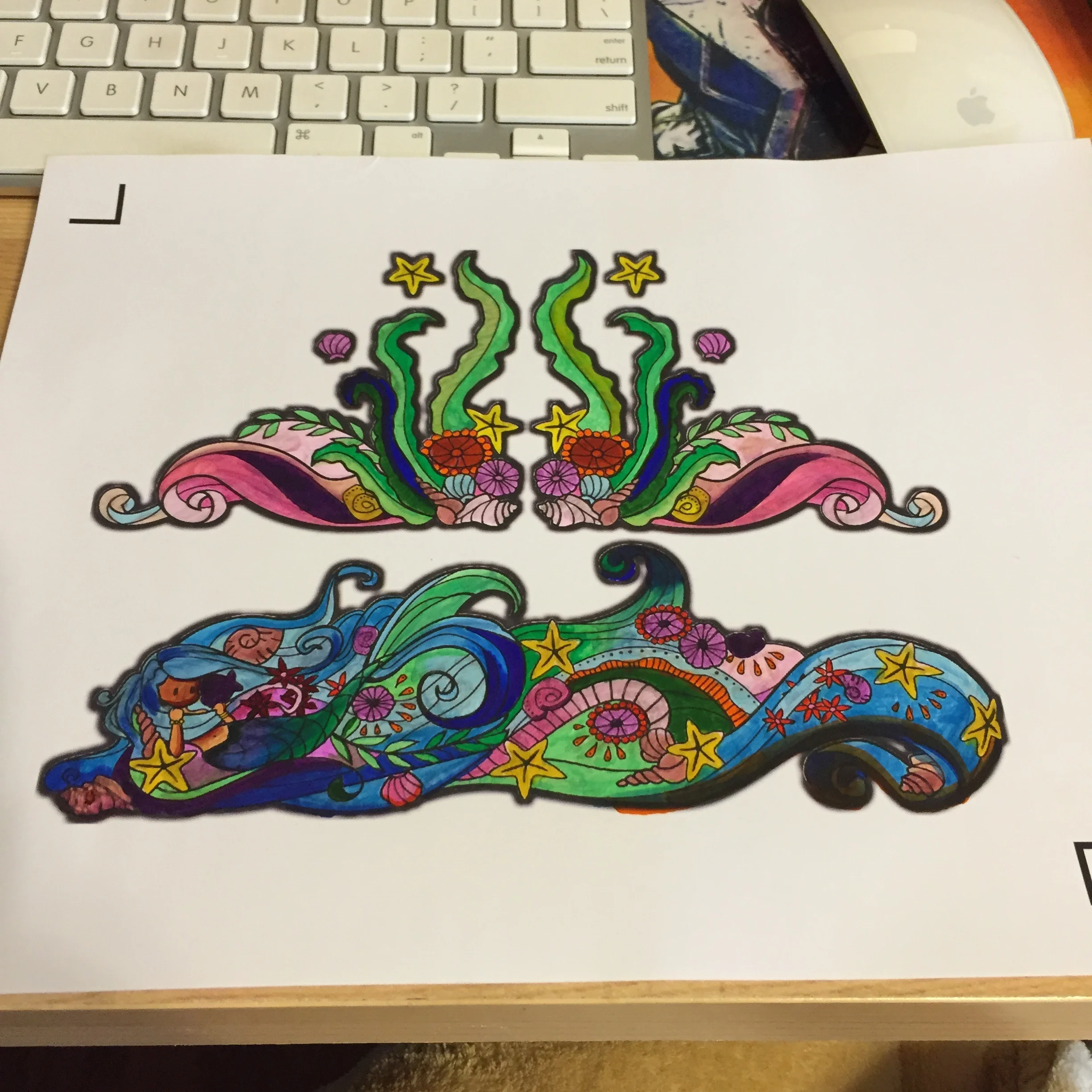 This printed black and white and I used Copics to color it in.