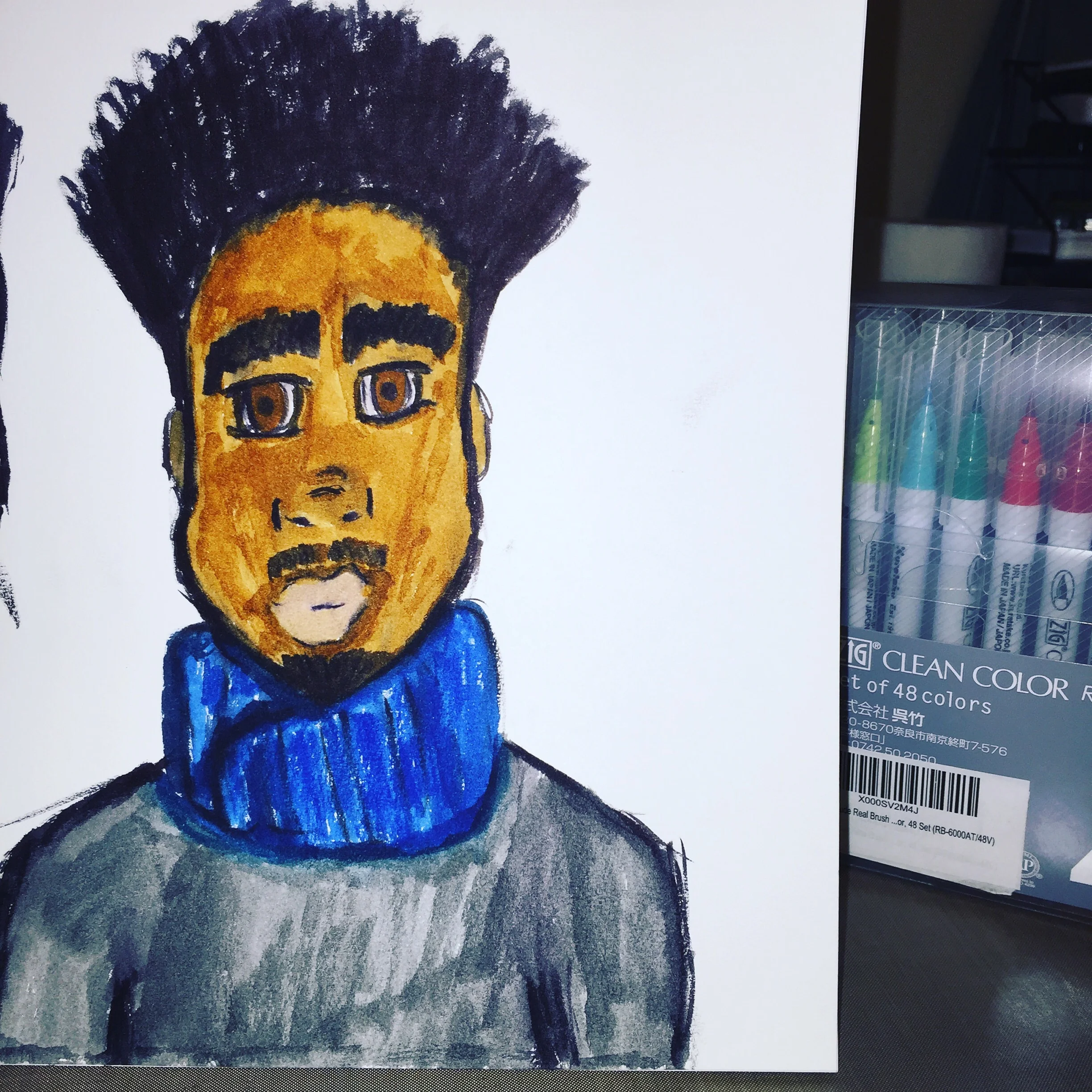 This was done with Zig Clean Color Brush Pens on Drawing Paper