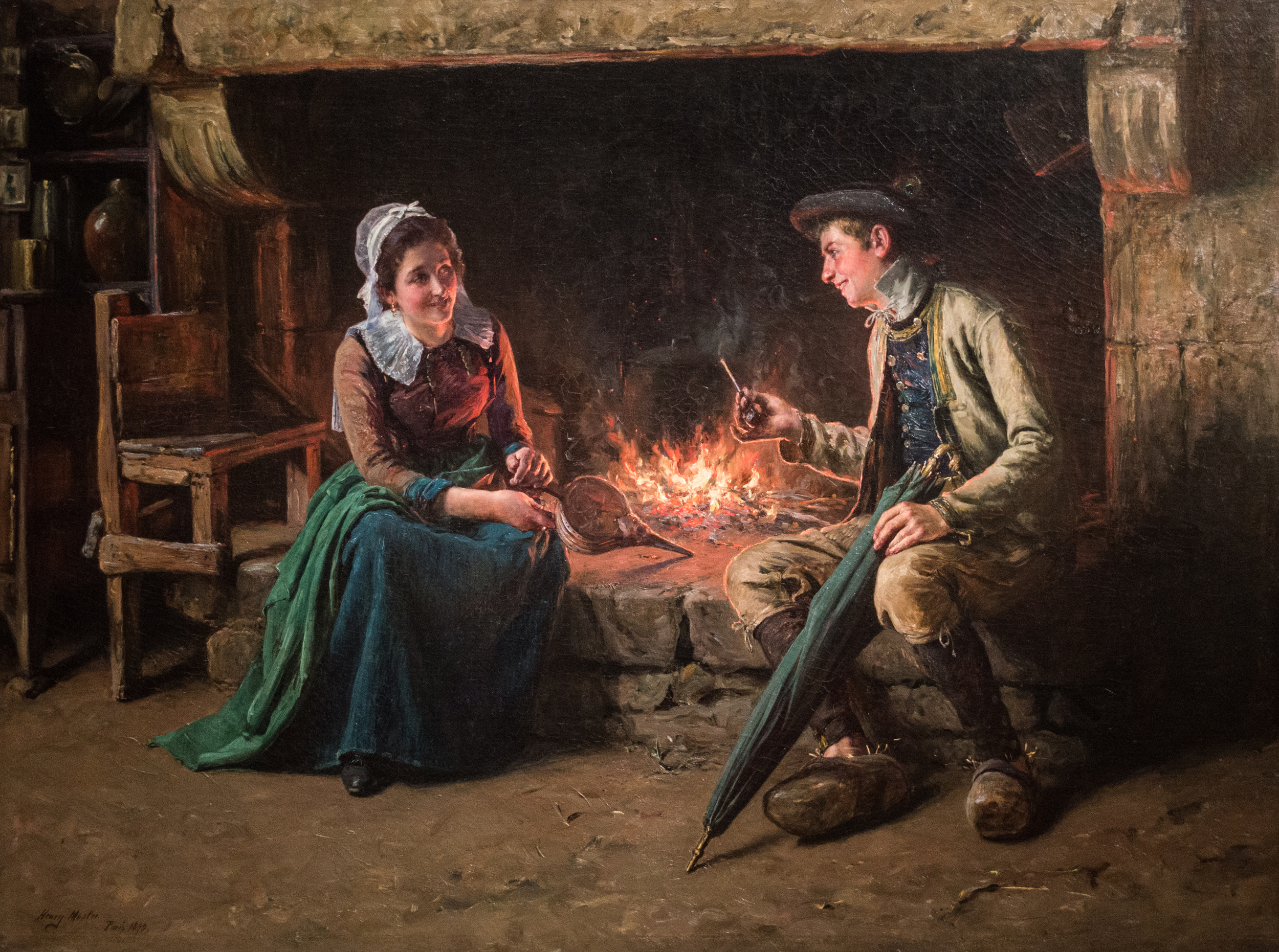 Henry Mosler (American, b.1841, d.1920), The Chimney Corner, 1893, oil on canvas, Cincinnati Art Museum, Gift of Mrs. Samuel B. Sachs, 1928.136