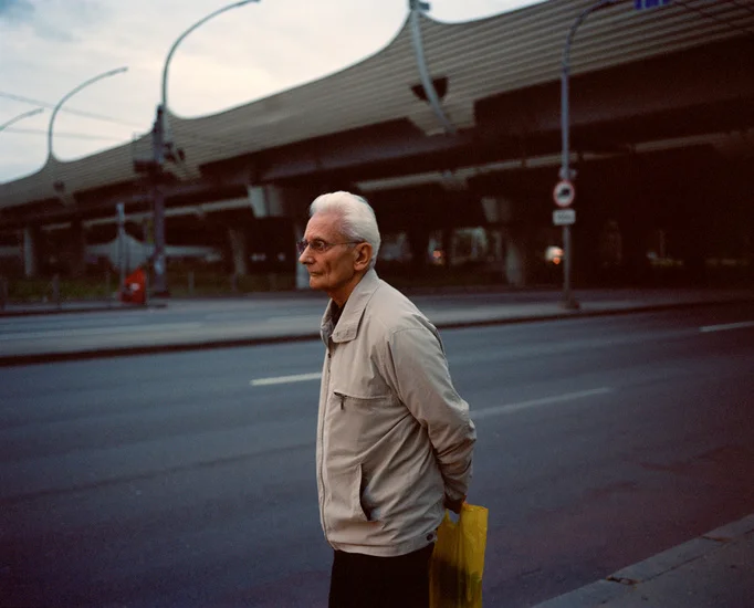 Grandpa waiting for the bus, St. Petersburg, Russia