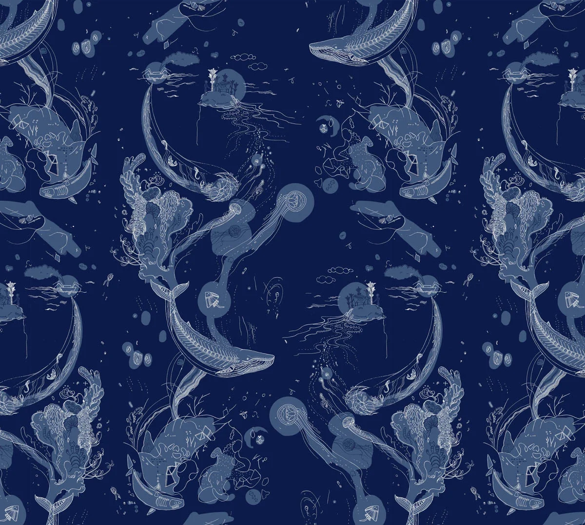   Seaway  Water based ink print on polyester 2016 2'x15' 