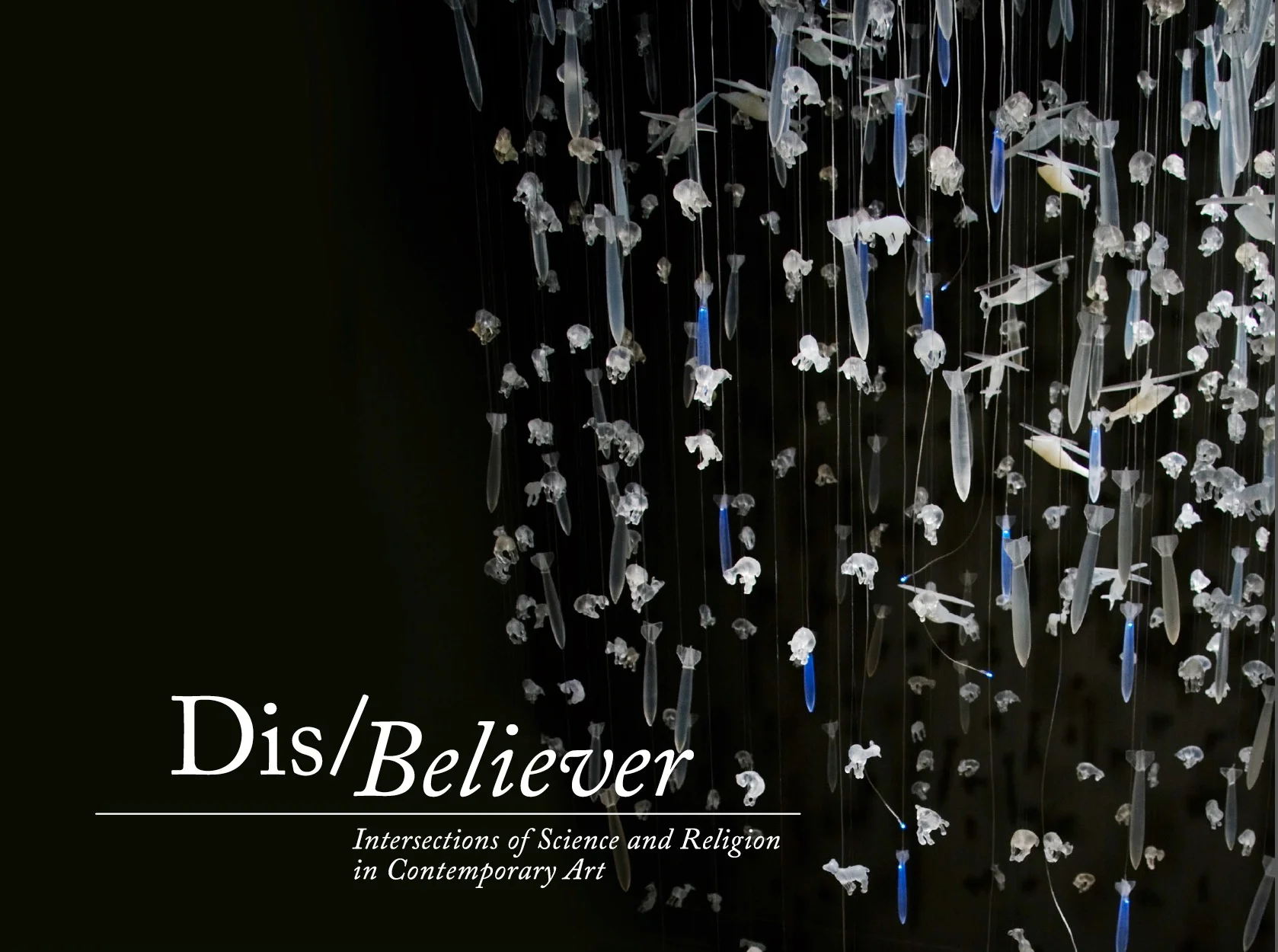 Dis/Believer gives focus to contemporary artists who engage in ideas and moments when science and religion intersect. The concept is inspired by the ever-deepening conflict surrounding the reconciliation of scientific theory and spiritual faith, due to an explosive rebirth of religious fundamentalism and rivaling exponential discoveries in science. Debates on the compatibility of the natural and supernatural are raging in many forms of media and often feature scientist versus theologian, fundamentalist against atheist, and evolutionist opposed to creationist. The resulting dialogue is illuminating, divisive and exhilarating. Visual artists are grappling with this concern and expanding the discourse in provocative and enlightening directions. Dis/Believer gathers a diverse selection of media in a conversation that spans from the origins of life to ethics in biotechnology, and from predictions of apocalypse to technology’s role in faith. The grouping of artists offers a fresh and fascinating perspective on the complex debate of science and religion. Participating artists : CarianaCarianne, Compassionate Action Enterprises, Teresa Diehl, The Glue Society, Industry of the Ordinary, Kysa Johnson, Marci MacGuffie , Joe Meiser, Trong Nguyen, Joshua Thorson. Sandra Yagi Related programming: Panel Discussion, “Evidence of Things Un/Seen: The Art of Reconciling Science & Religion”; and a performance by Industry of the Ordinary, Ten (Reprise), at the opening reception. Curated by Neysa Page-Lieberman. Click below to see the exhibition catalogue. (Contact me to request a hard copy.) Includes essay by philosopher Stephen Asma.