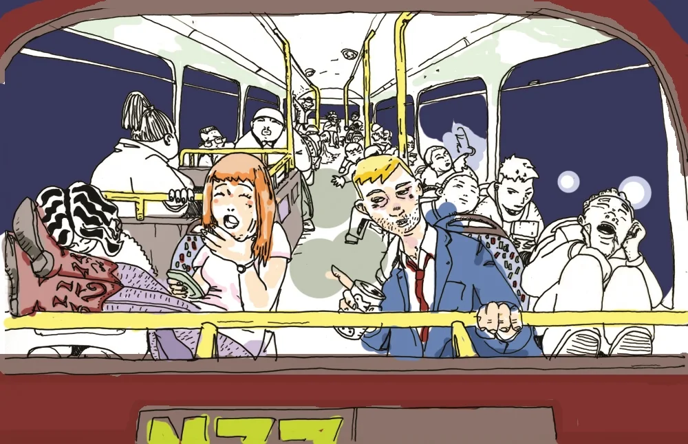 Night Bus Illustration 