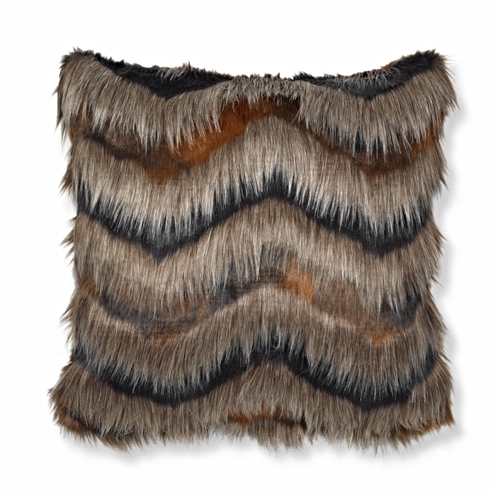 Faux Fur Pillow Cover, Chevron $79 
